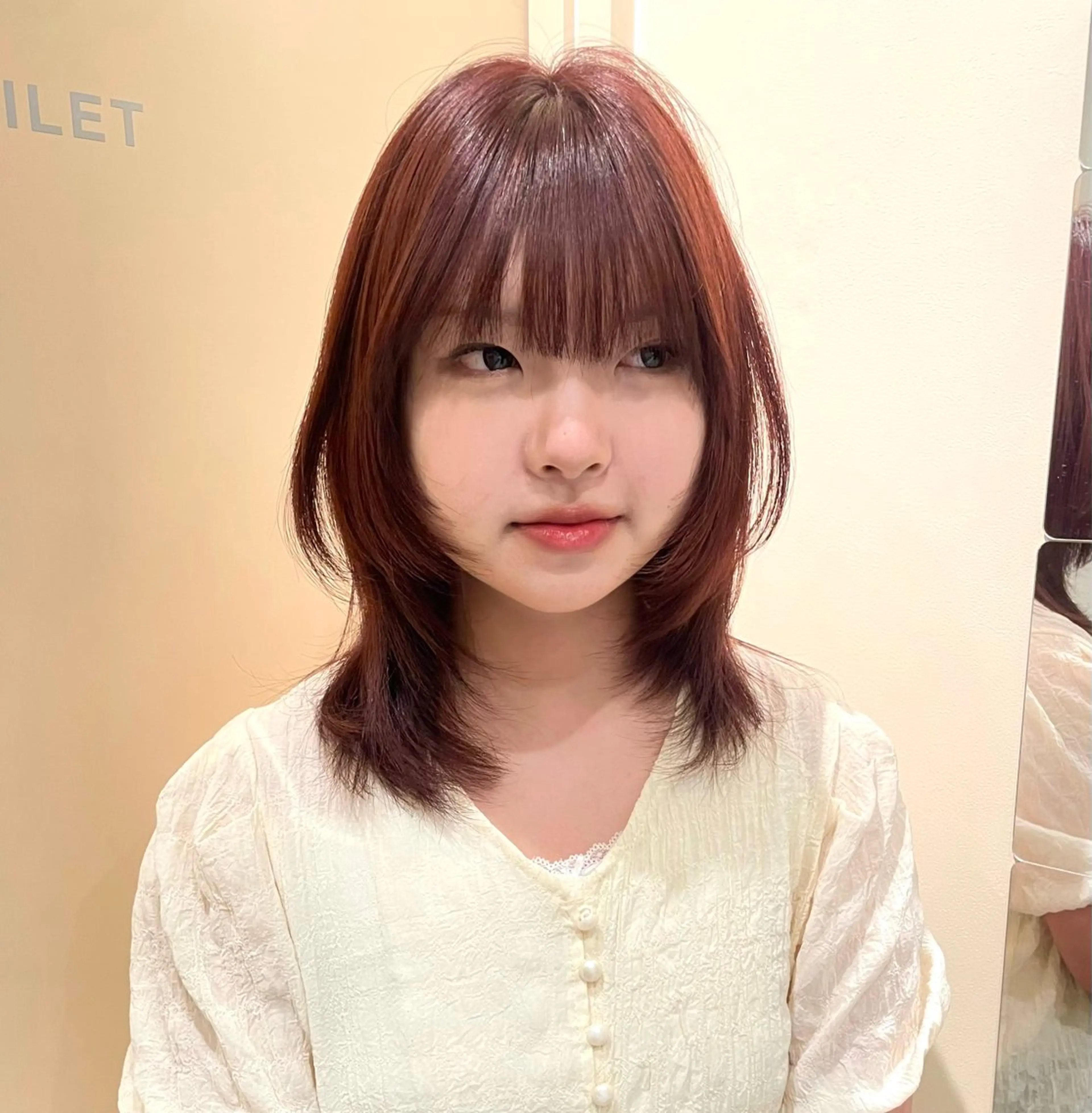 ミディアム カラー ブリーチ ブラウンカラー ブリーチなしカラー オレンジ オレンジブラウン 辻 那美樹/似合わせ ヘア/髪質改善のヘアスタイル