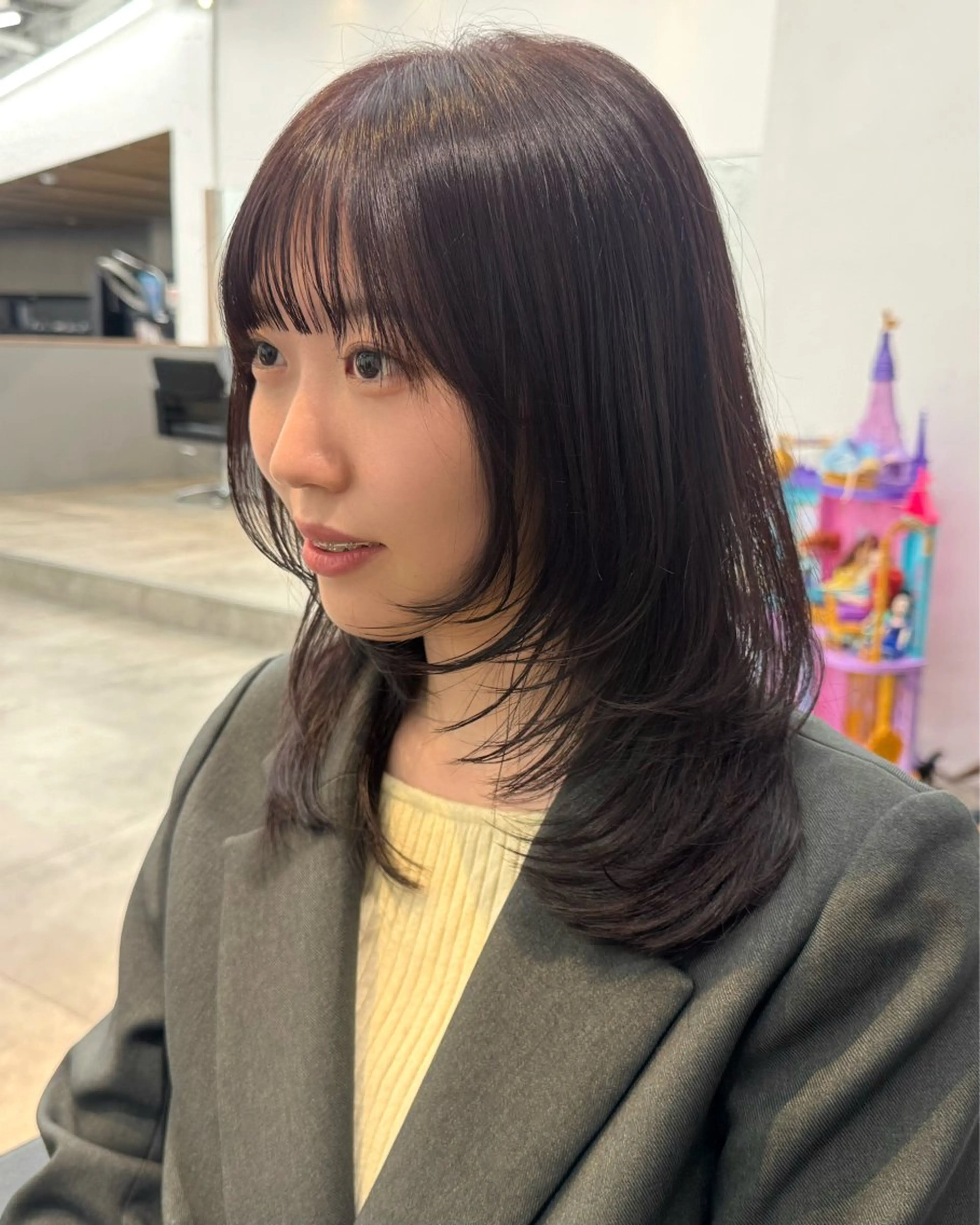 ミディアム カラー レッドカラー カット ヘアカラー トリートメント レイヤー/透明感/ 顔周り/kana🩰のヘアスタイル