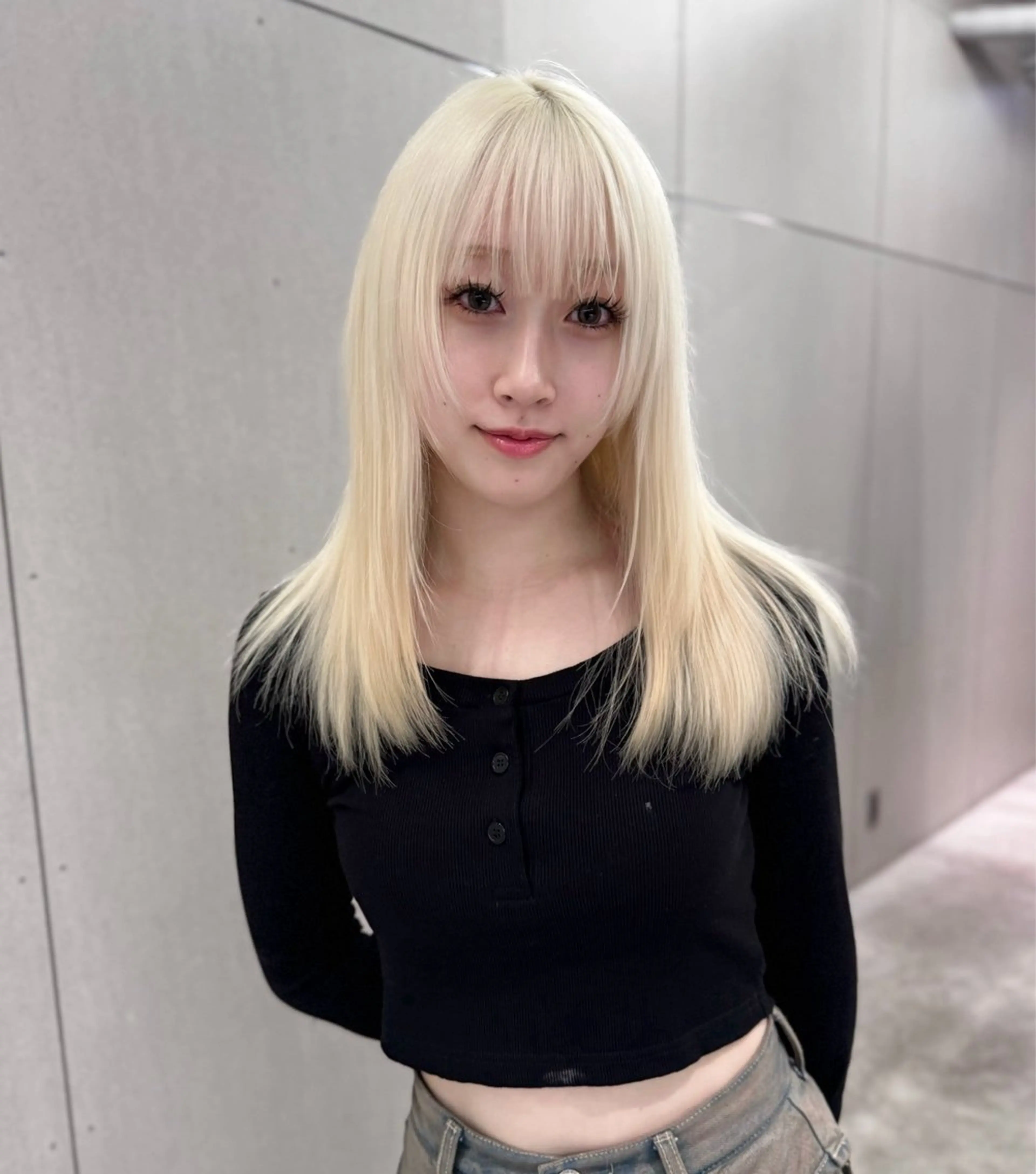 セミロング カラー ブリーチ 透明感カラー ハイトーンカラー 髪質改善/艶カラー /名駅/hizukiのヘアスタイル