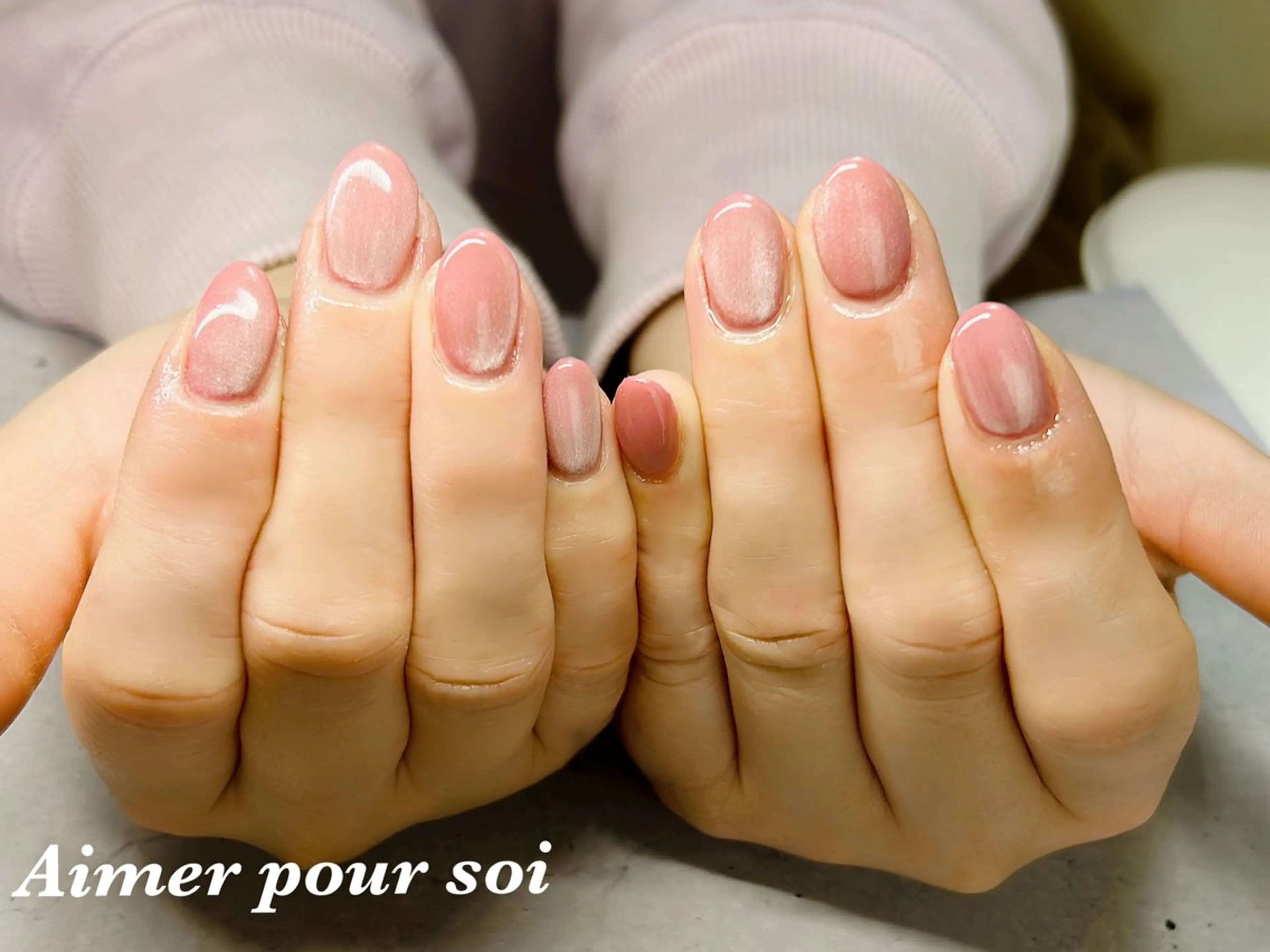 ハンドネイル☆マグネットワンカラー、ミラーワンカラーの写真