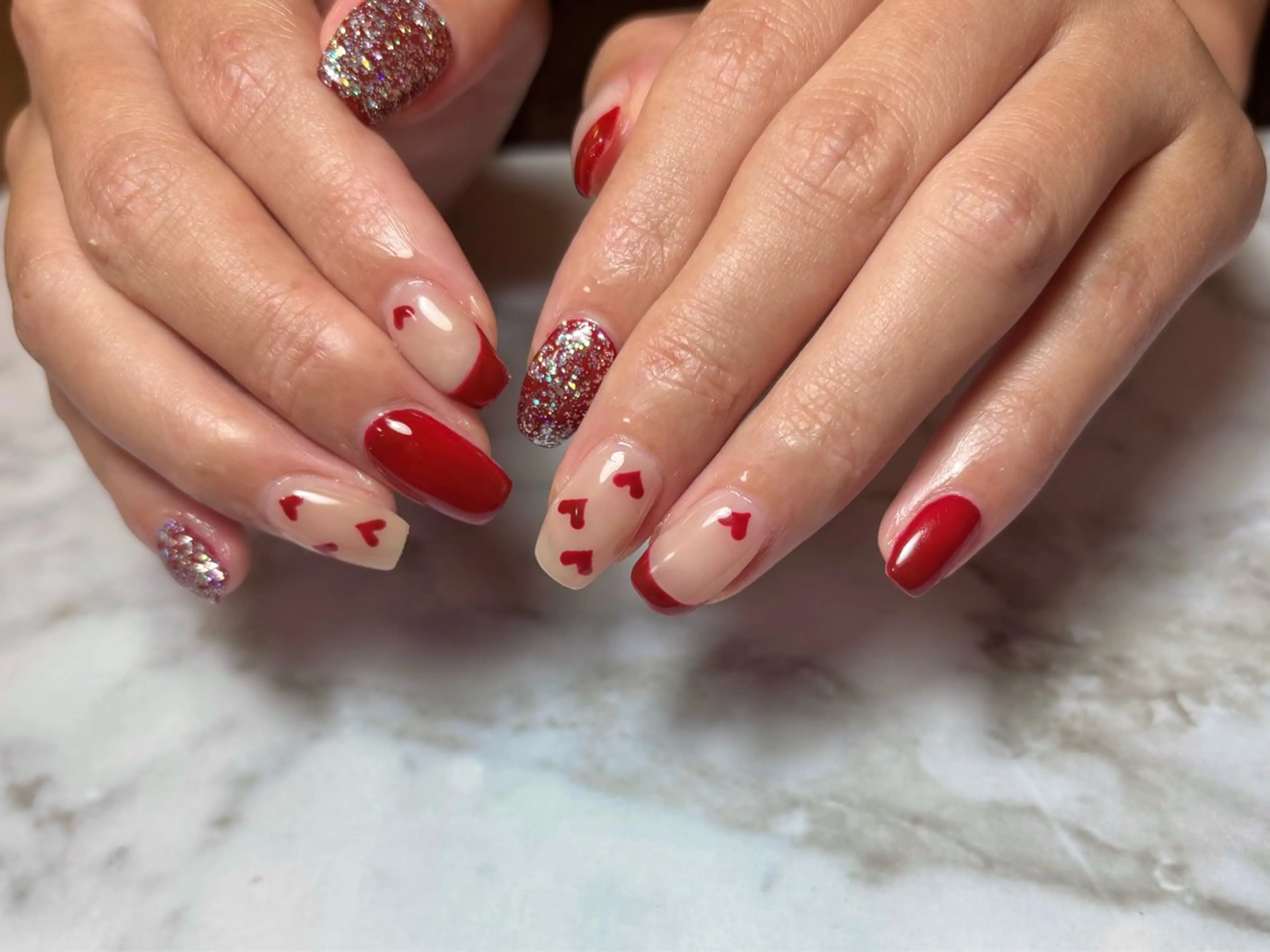 ネイル ボルドー ハート ShuShu Nailのネイルデザイン