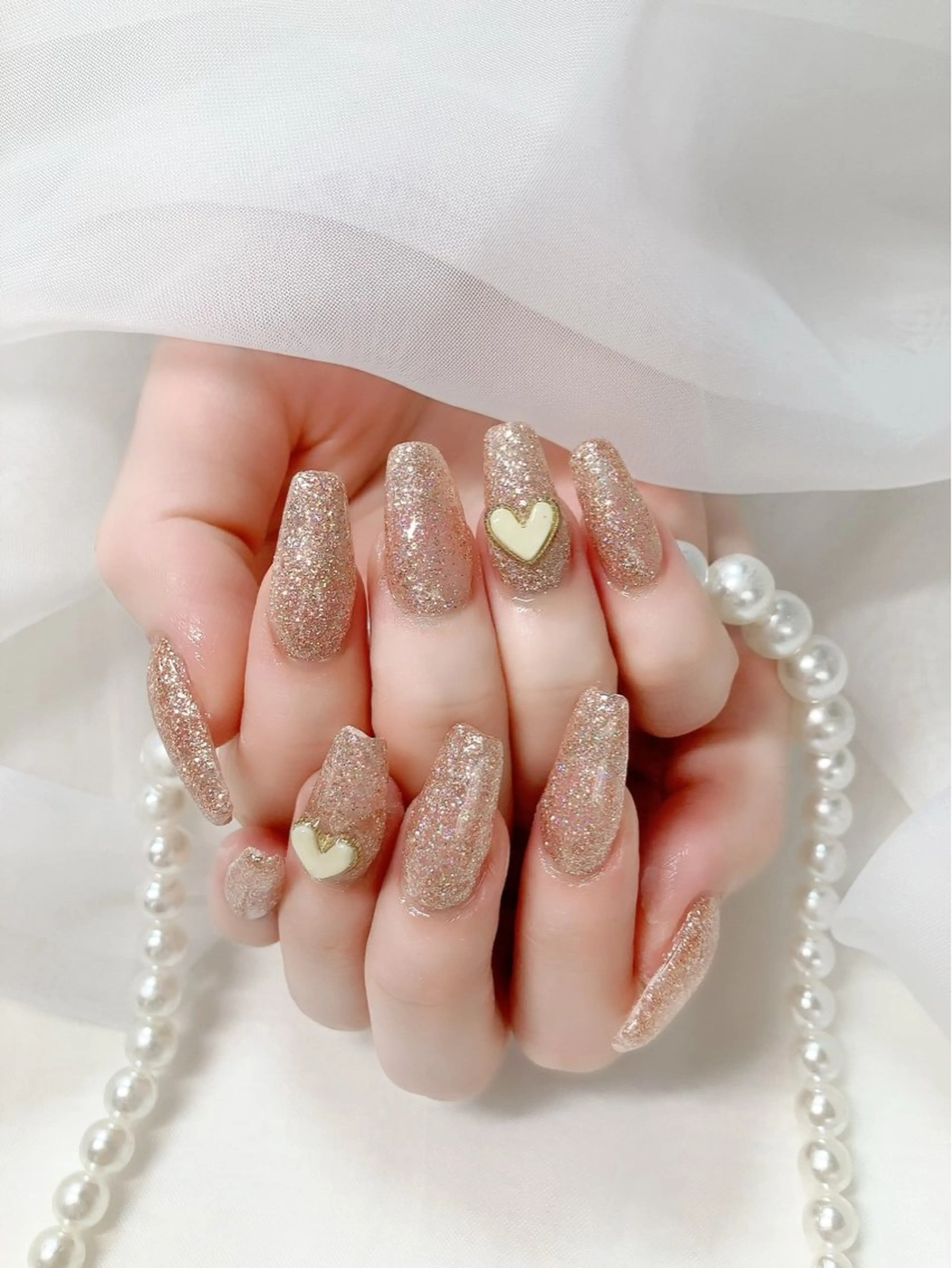 ネイル 長さ出し ジェルネイル ハート 持ち込み ニュアンスネイル Risa ネイルサロンKOTOのネイルデザイン