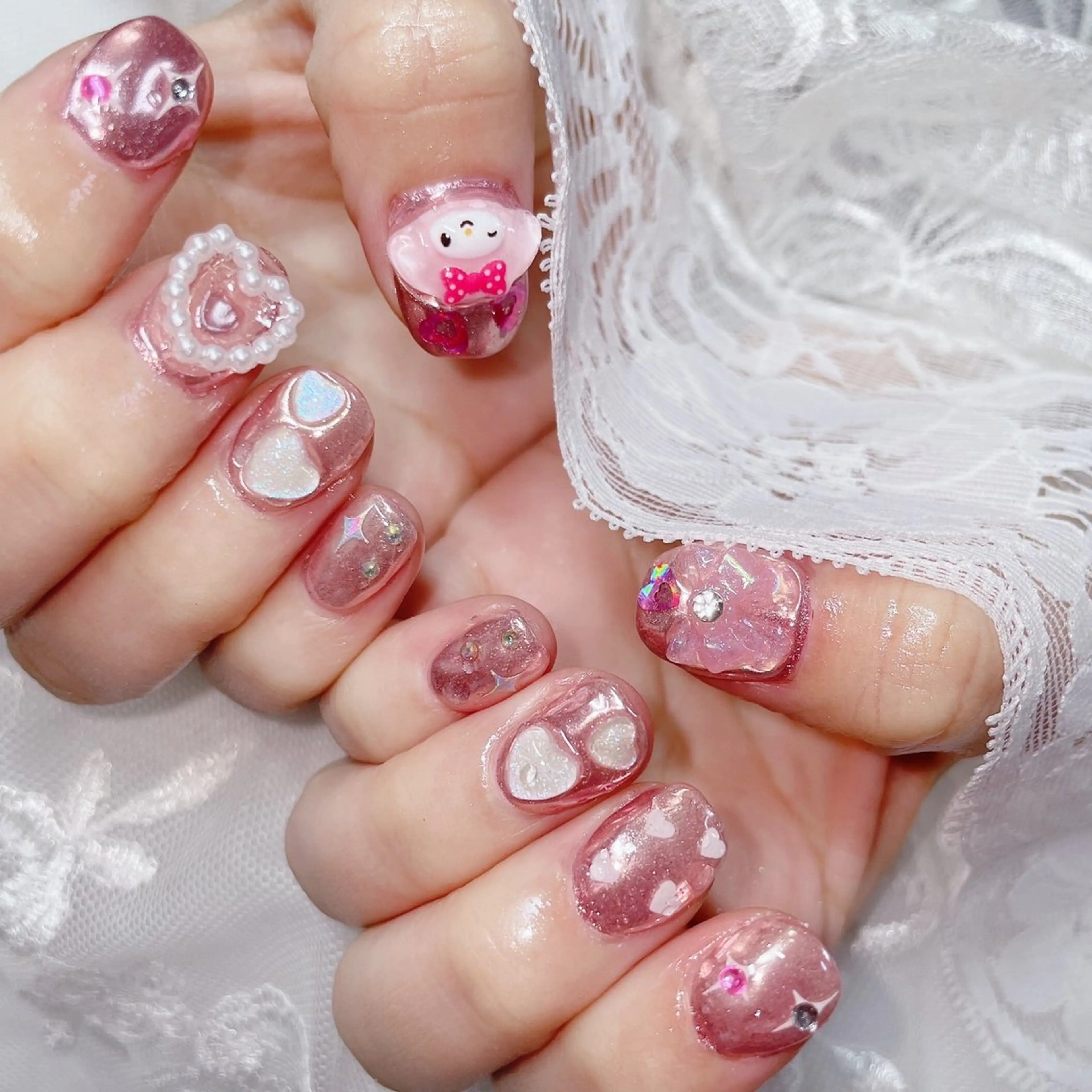 ショート ハンドネイル ハンドケア 💜MIYA nail川崎店のネイルデザイン