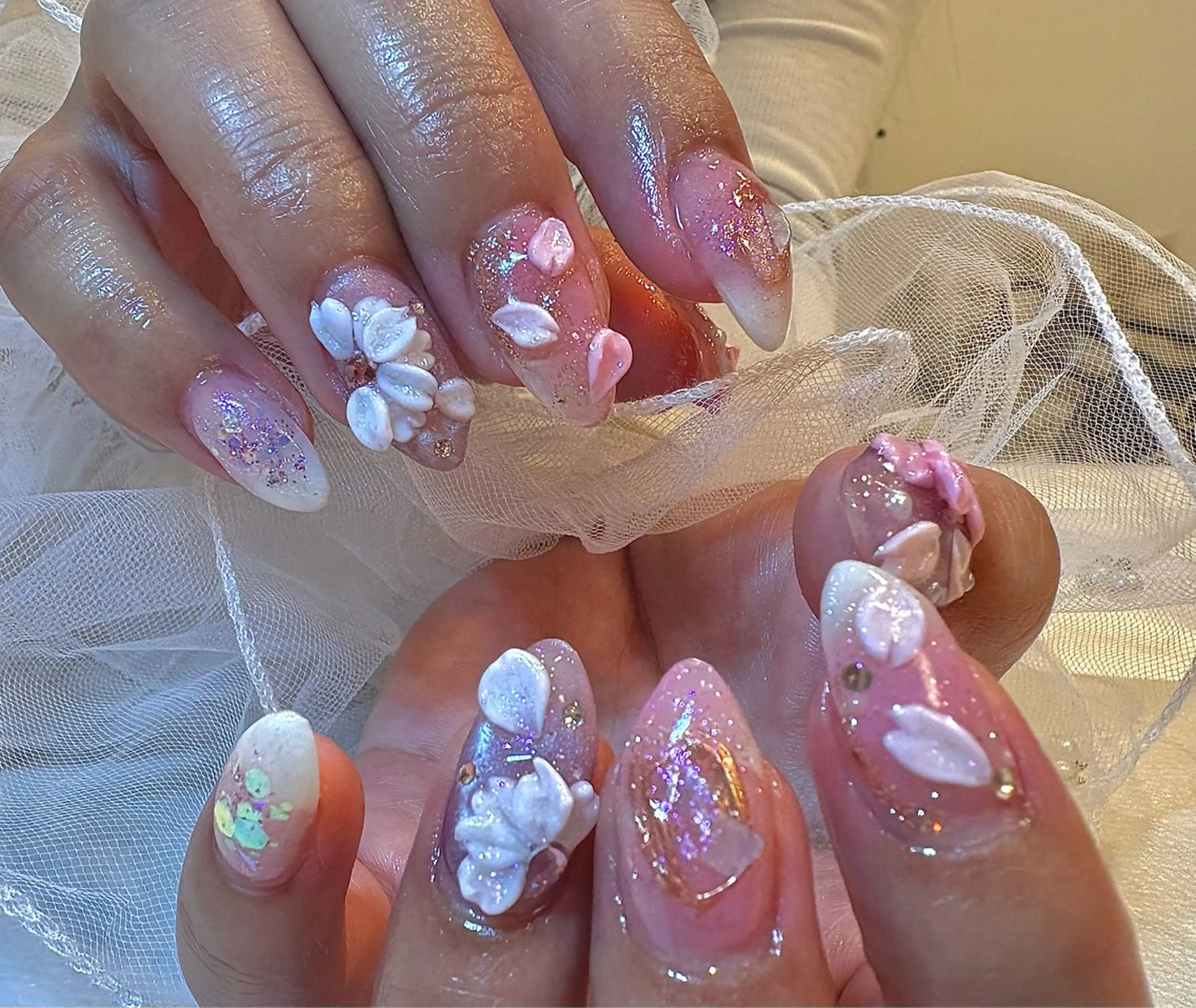 ネイル 桜ネイル 入学式 春ネイル ハンドネイル nail e.sのネイルデザイン