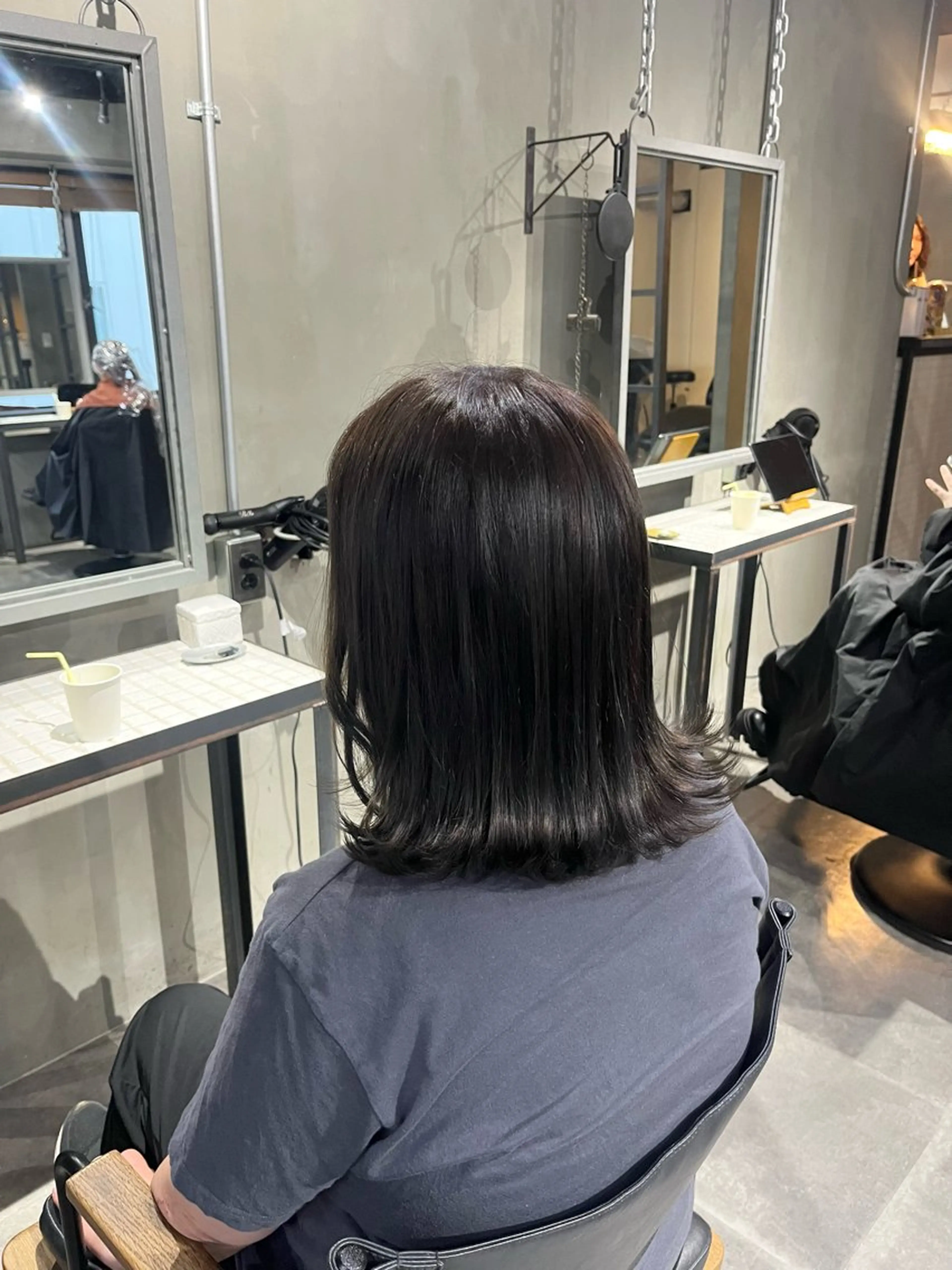 ミディアム カラー グレージュ オリーブグレージュ オリーブグレー ヘアカラー トリートメント 透明感♥韓国ヘア HINAのヘアスタイル