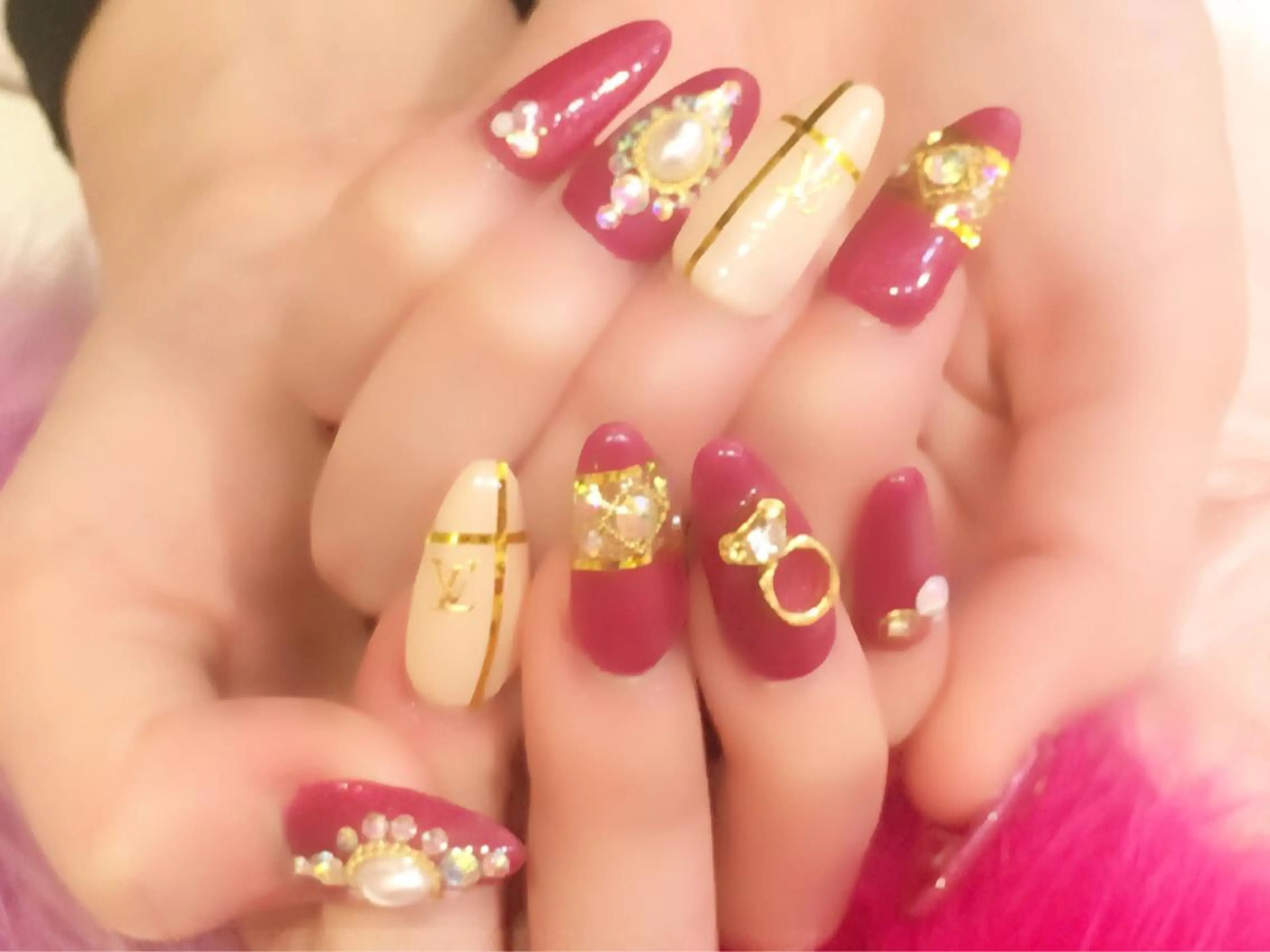 ロング カラー メンズ キッズ ネイル 学生（メンズ向け） ピンクカラー 学生 ロング アートネイル NAILSGOGO shibuyaのネイルデザイン