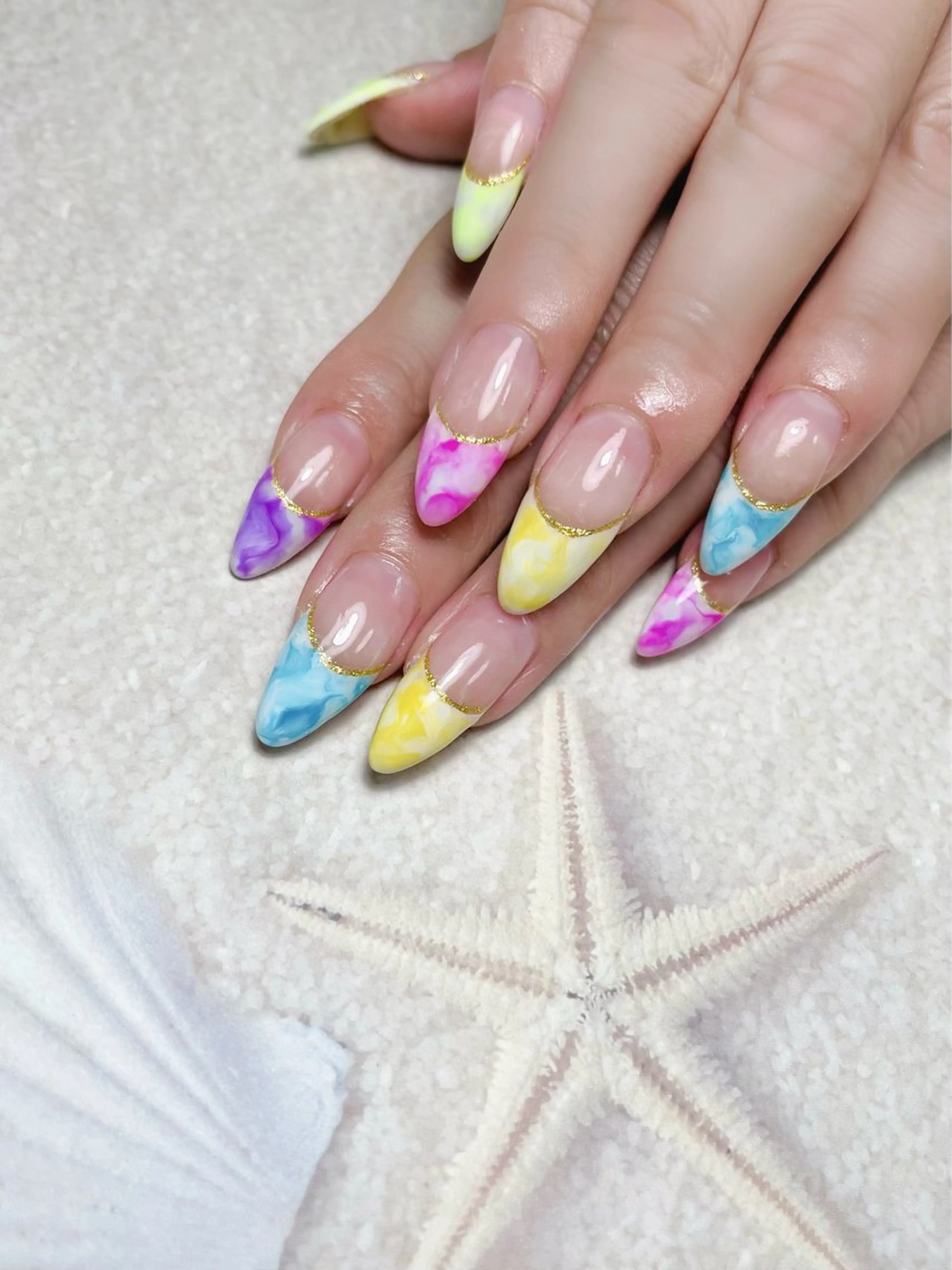 ネイル フレンチネイル 大理石ネイル(マーブル) Nailsalon E's cafeのネイルデザイン