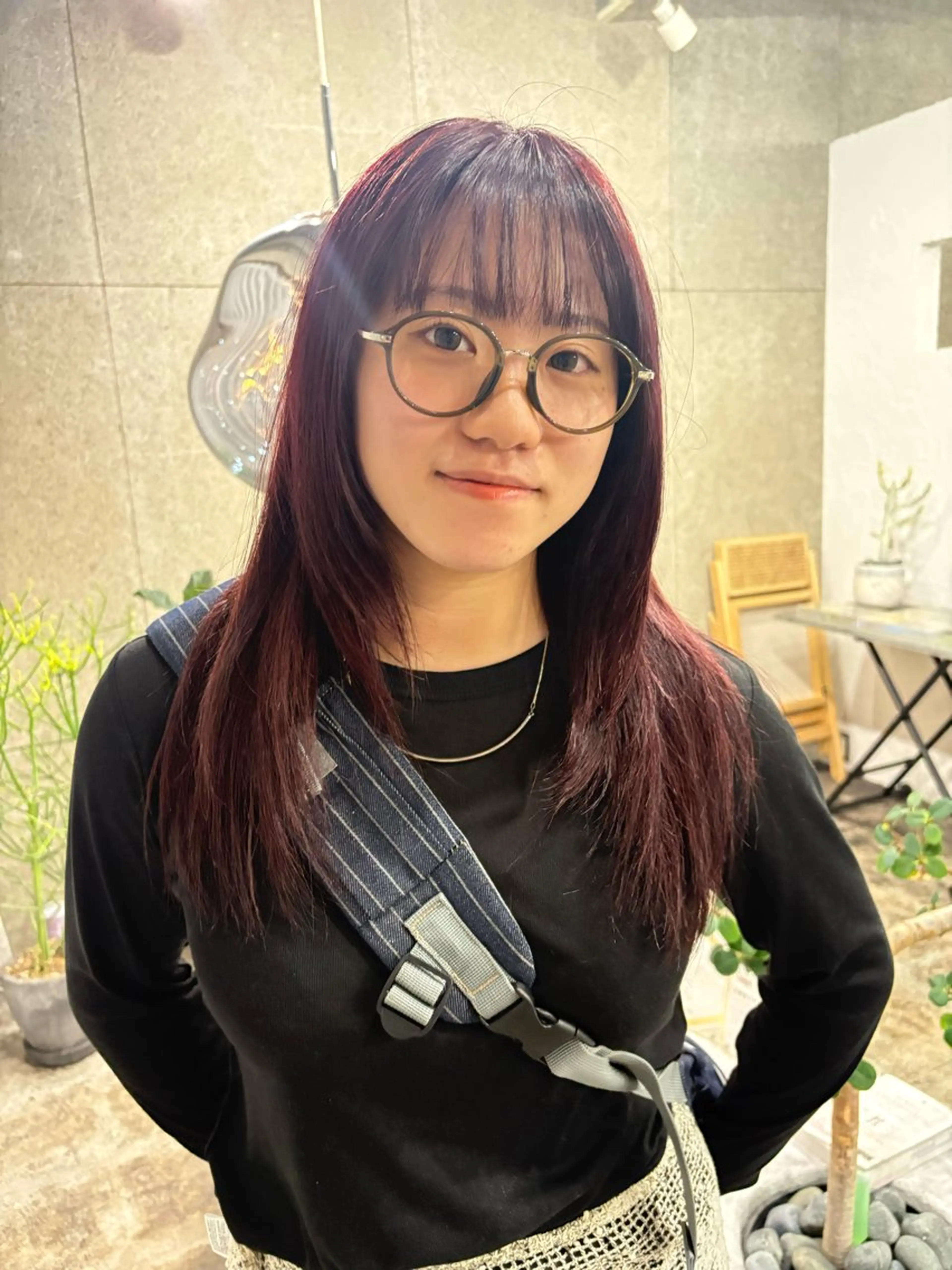 カラー ブリーチ ボルドーカラー ヘアカラー トリートメント KUBO HADUKIのヘアスタイル