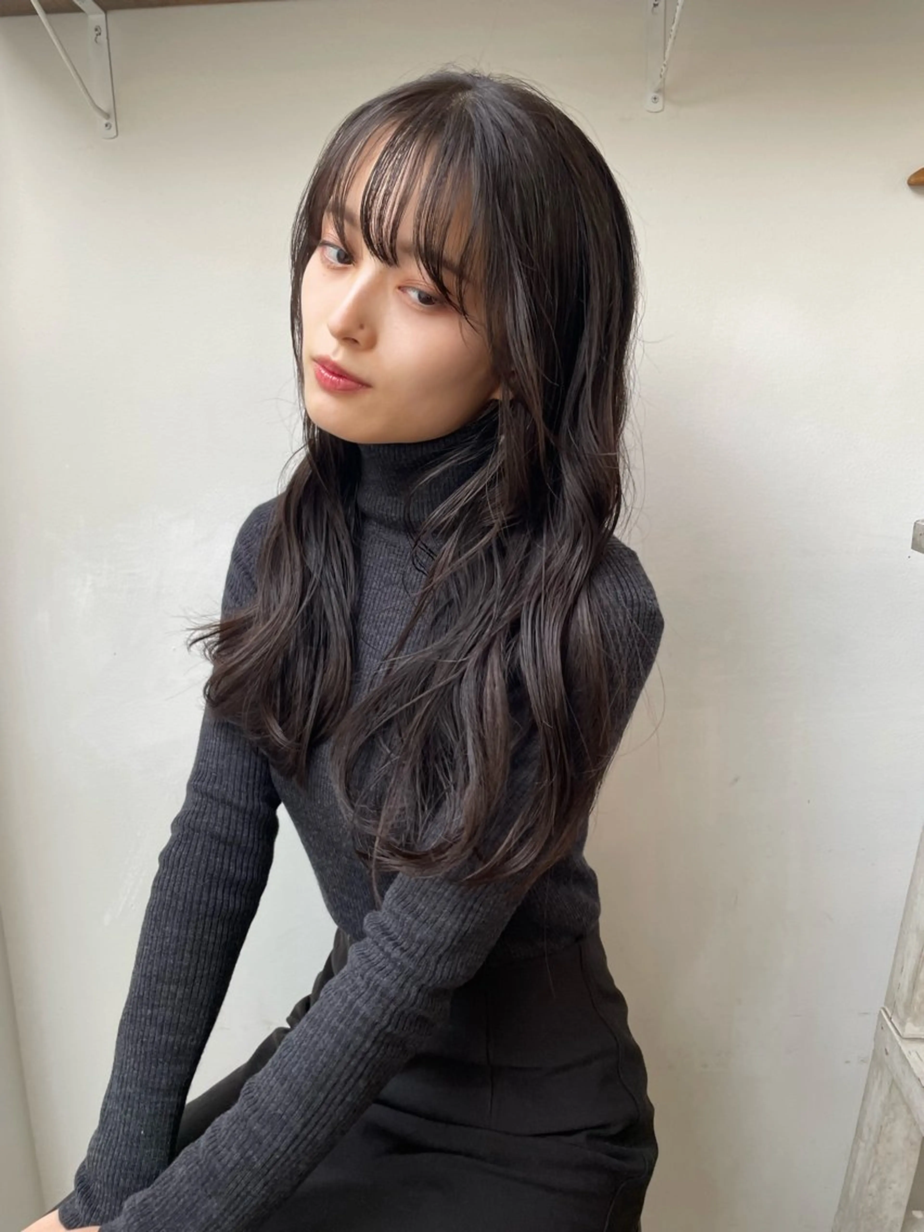 ロング カラー 黒髪 ブルーカラー ブルーブラック 透明感カラー ネイビーカラー 原宿/ケパーマ 🧺ユウマのヘアスタイル