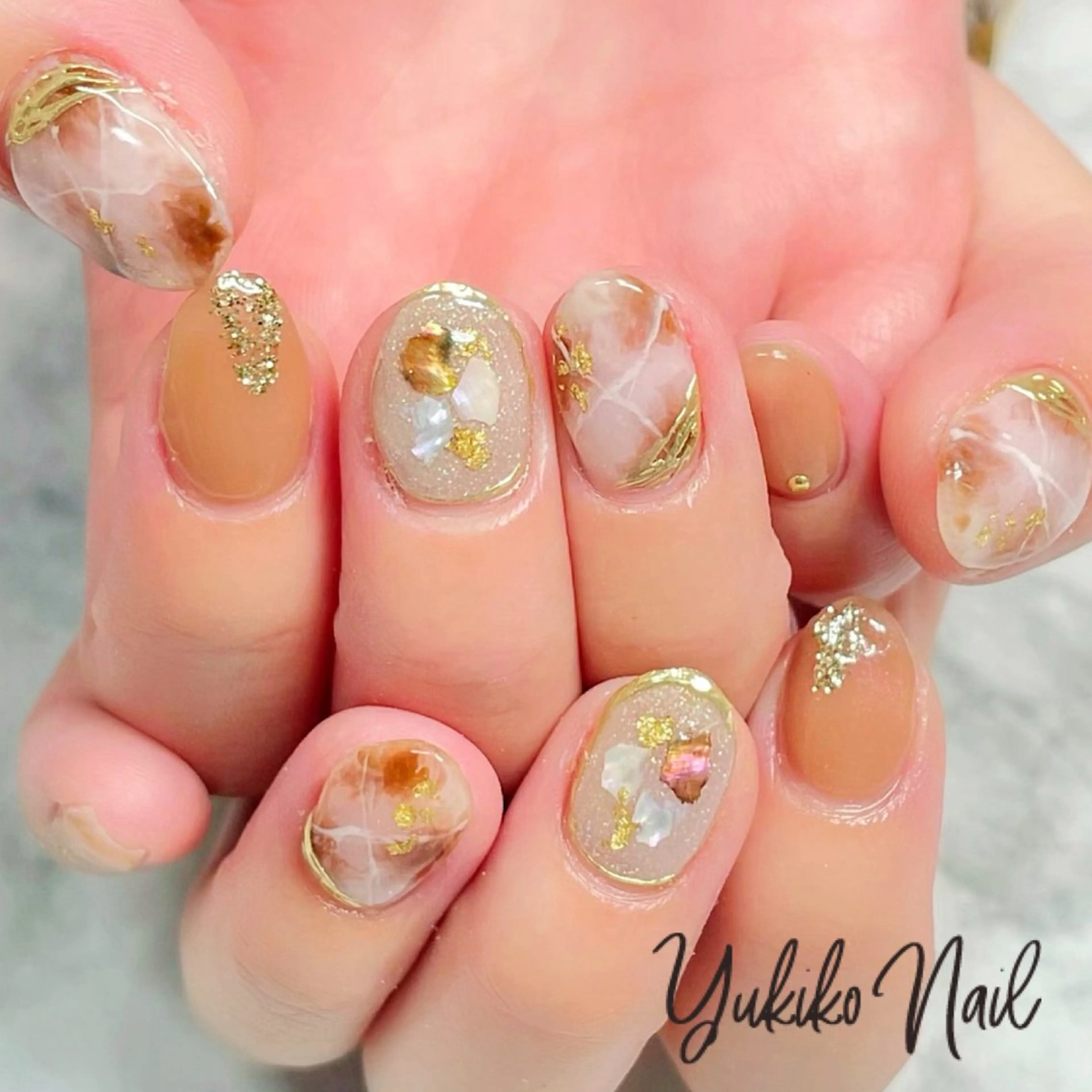 ネイル 大理石ネイル(マーブル) ニュアンスネイル ハンドネイル ユキコ ネイルのネイルデザイン