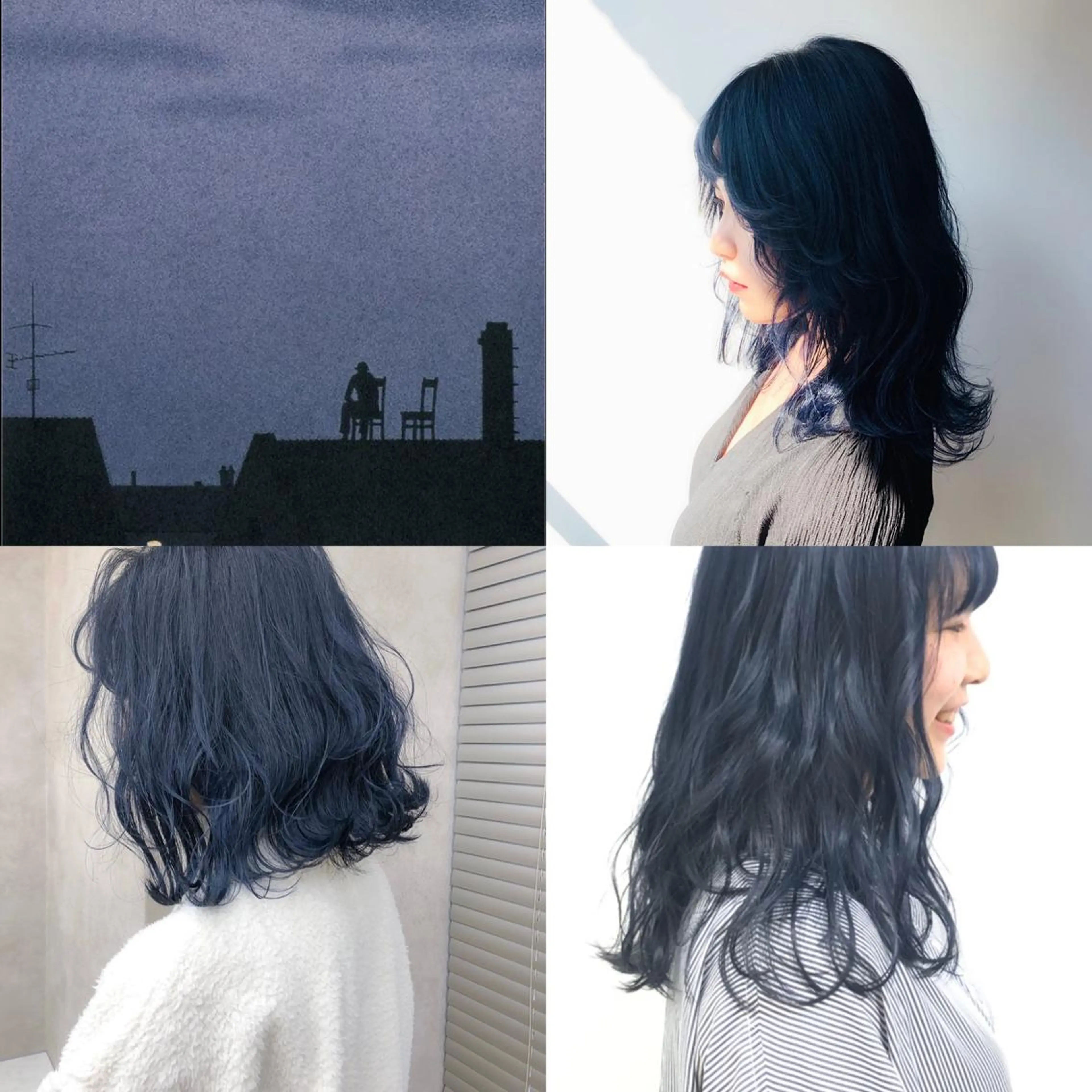 ミディアム カラー ヘアアレンジ メンズ ネイビーカラー 🦋重くない暗髪🦋 Hana🦋のヘアスタイル