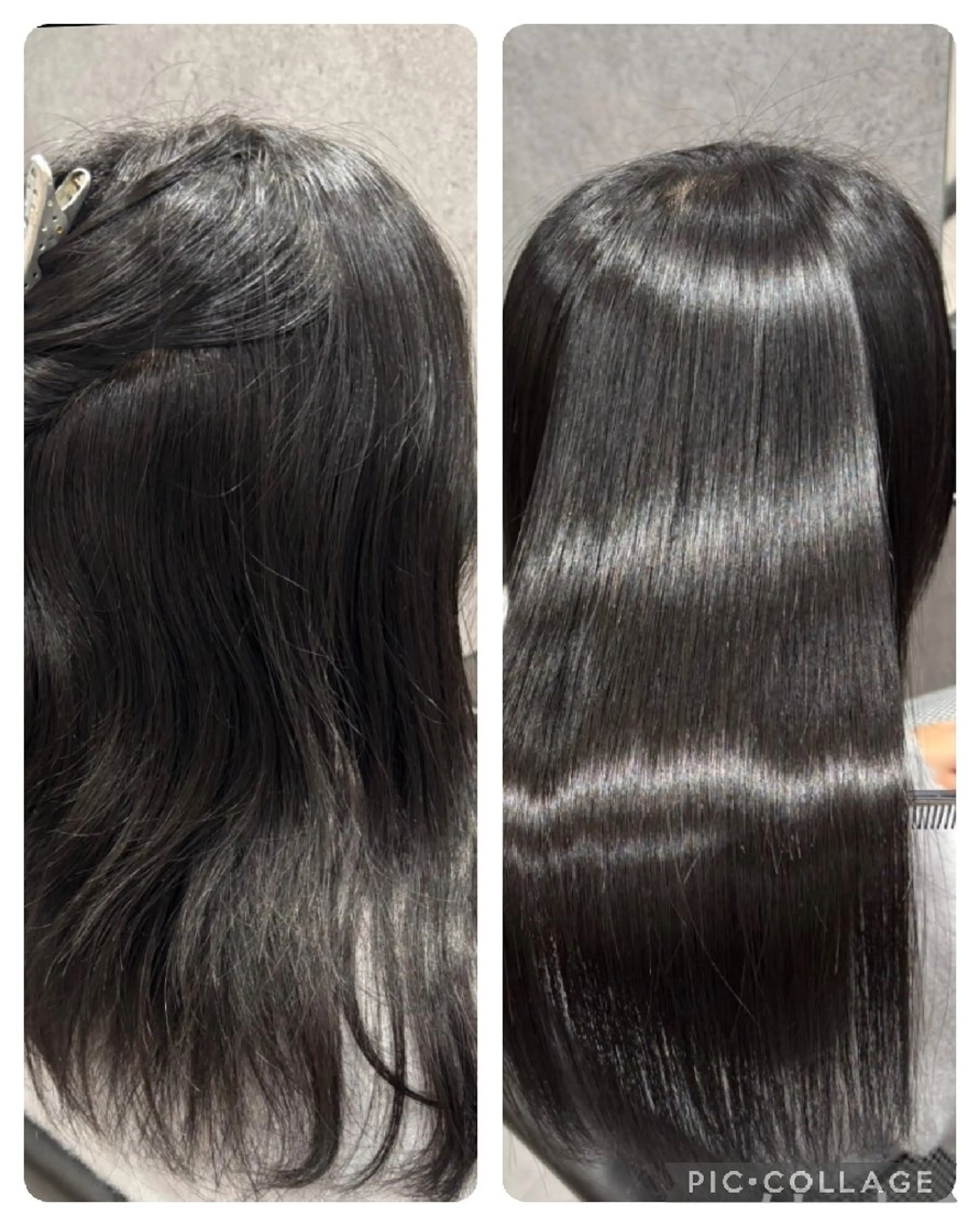 セミロング 縮毛矯正 GOToday所属・艶髪／オリーブ系／ 肌が綺麗に見えるお色のヘアスタイル