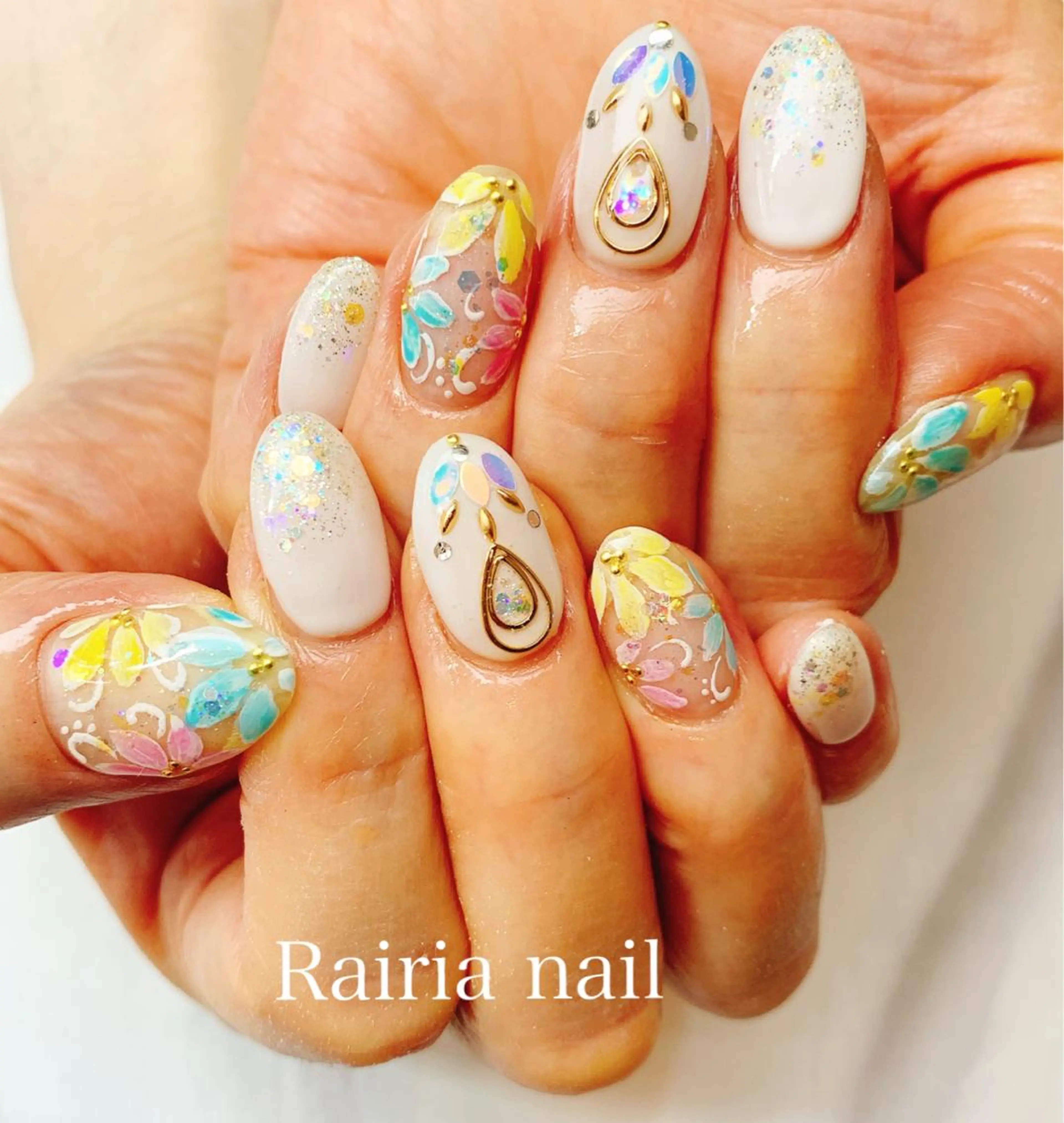 ネイル フットネイル ジェルネイル ラメ(グリッター) 春ネイル 夏ネイル Rairia nail本八幡店のネイルデザイン