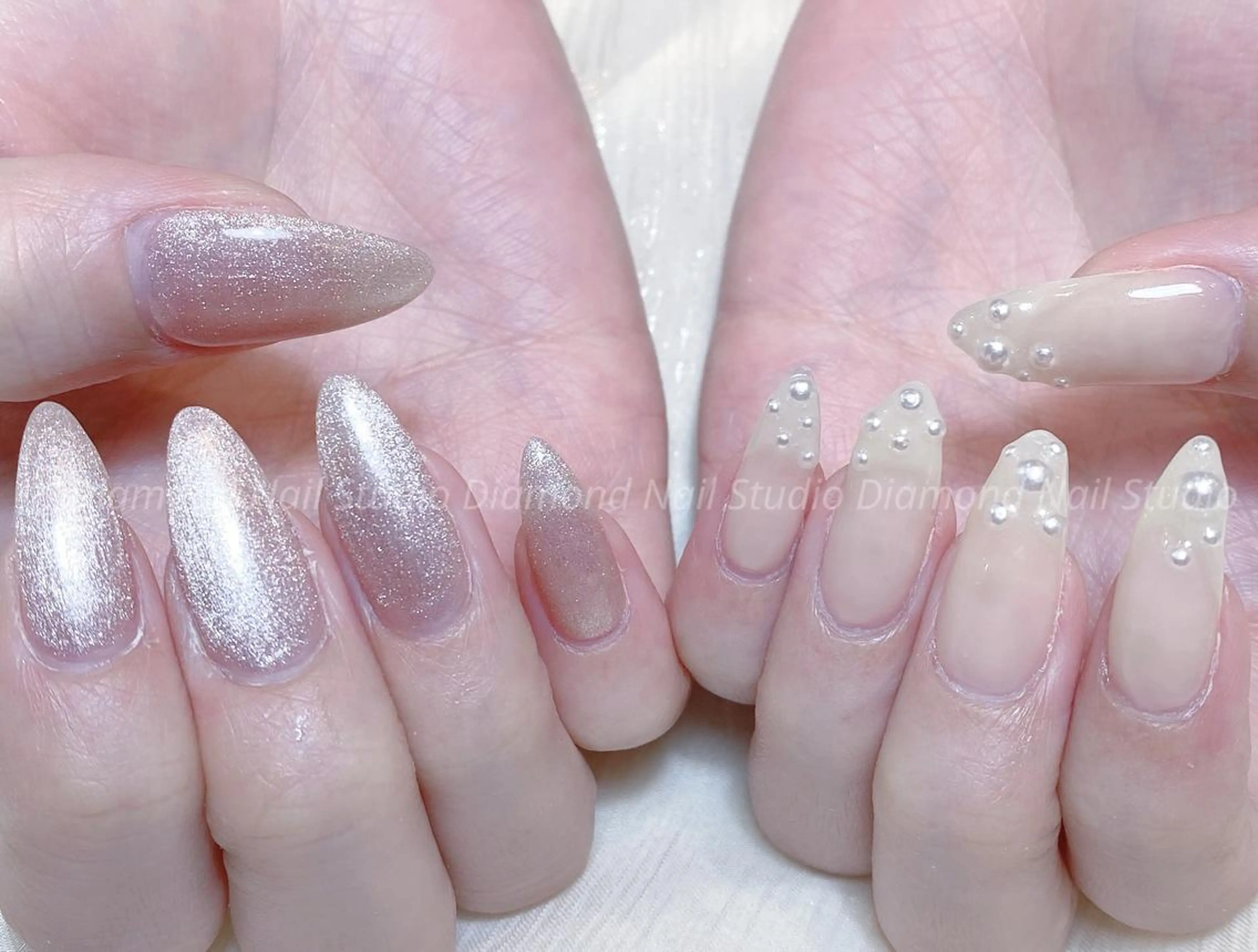 ネイル アートネイル オーロラネイル ガーリー キラキラネイル 韓国ネイル ハンドネイル diamond ♥のネイルデザイン