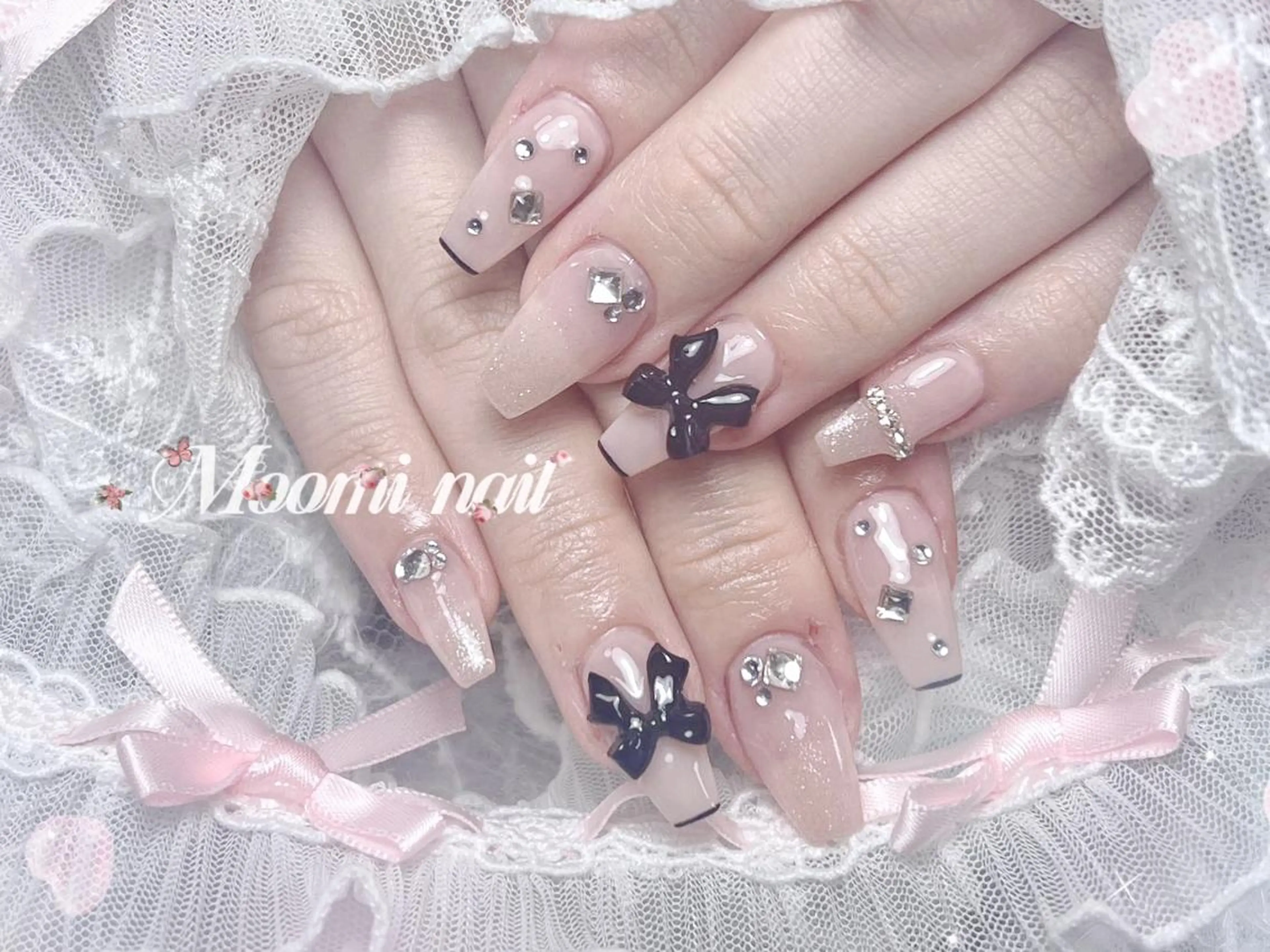 ネイル アートネイル 成人式 長さ出し フットネイル フレンチネイル ハンドネイル moomi nail スカルプ専門のネイルデザイン