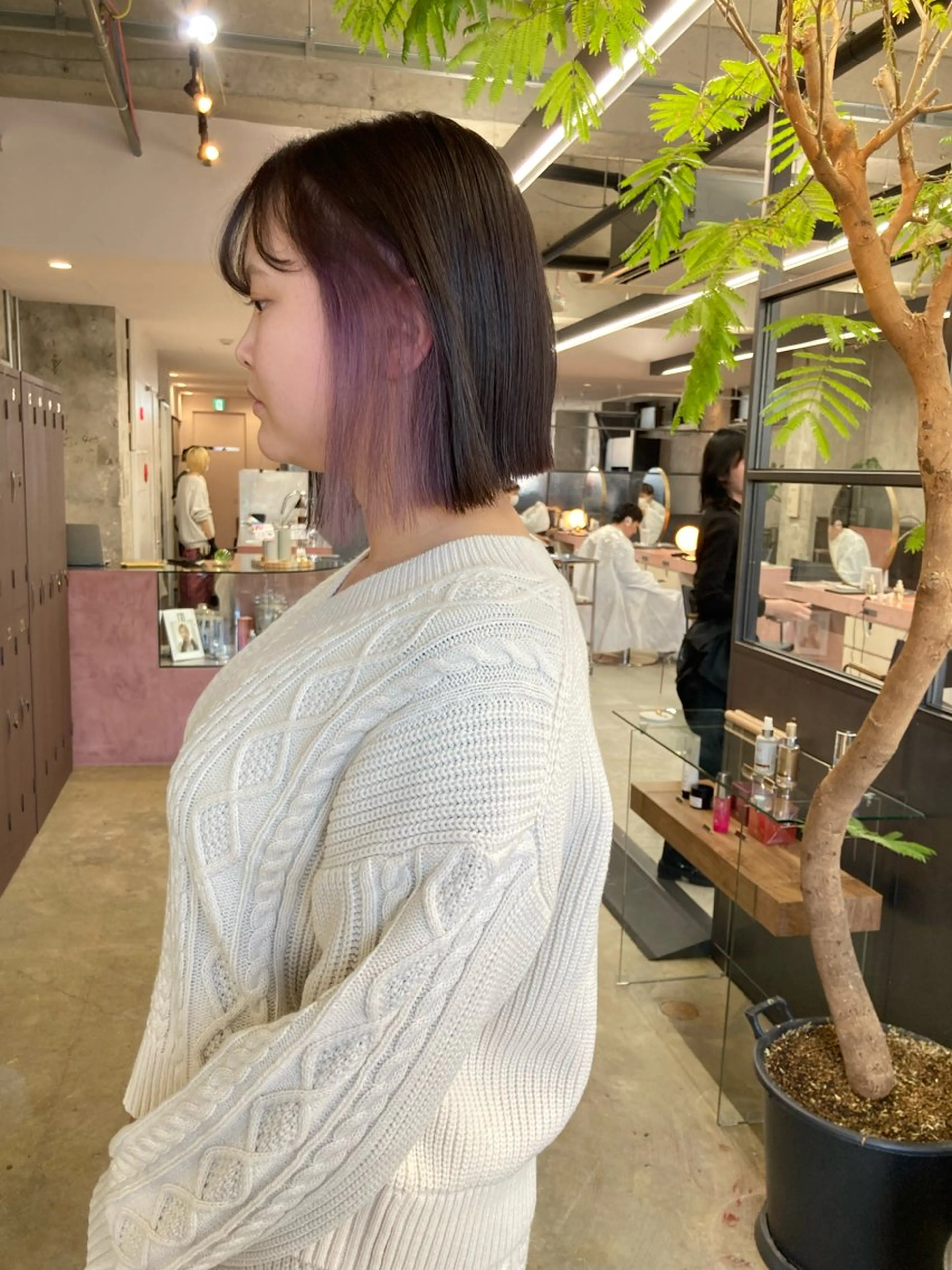 ミディアム カラー ブリーチ ラベンダーカラー ラベンダーピンク ピンクカラー 小木曽智美 /ボブ/ショートのヘアスタイル