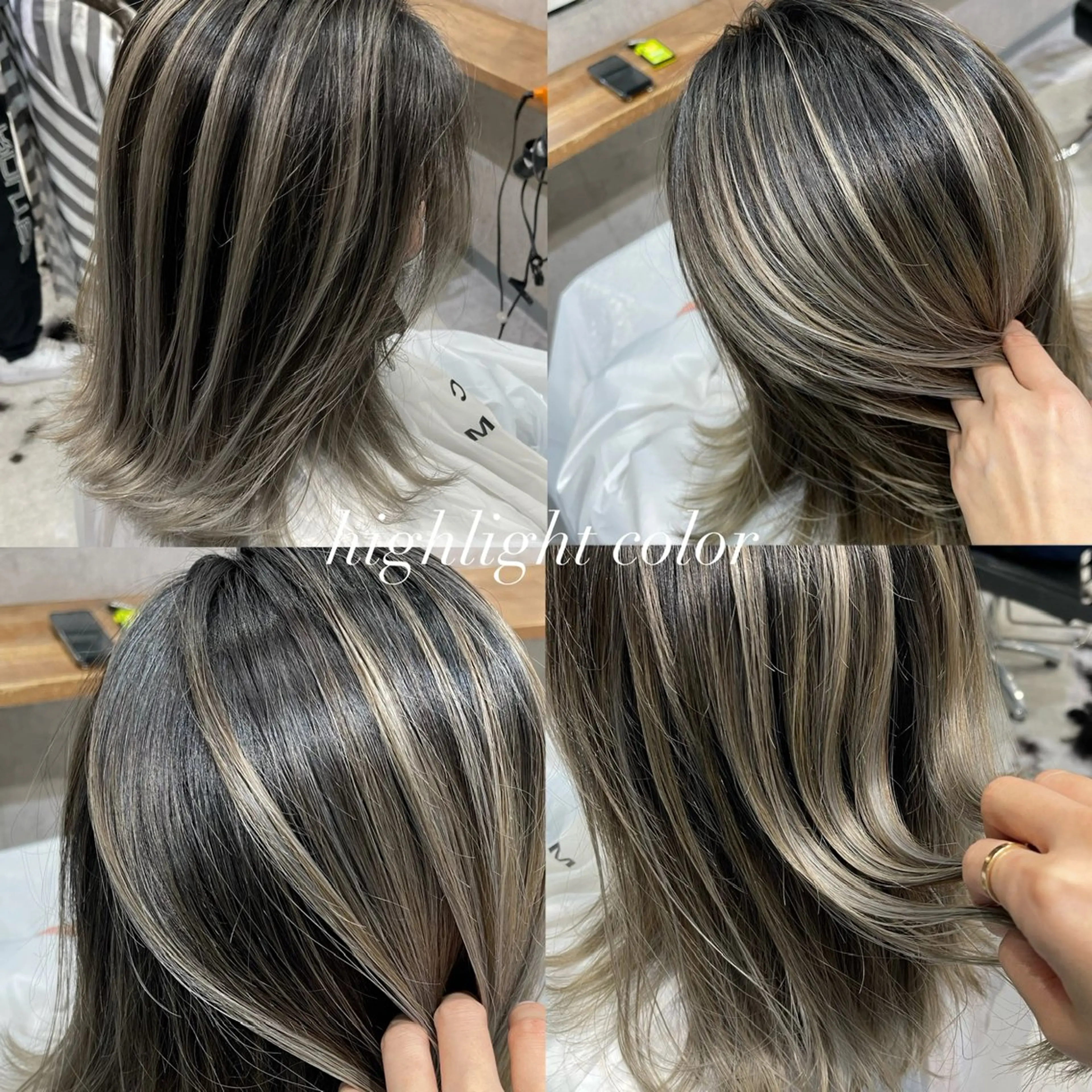 ミディアム カラー ハイライトカラー ハイライト ヘアカラー 松井那津子 /ハイライトブリーチのヘアスタイル