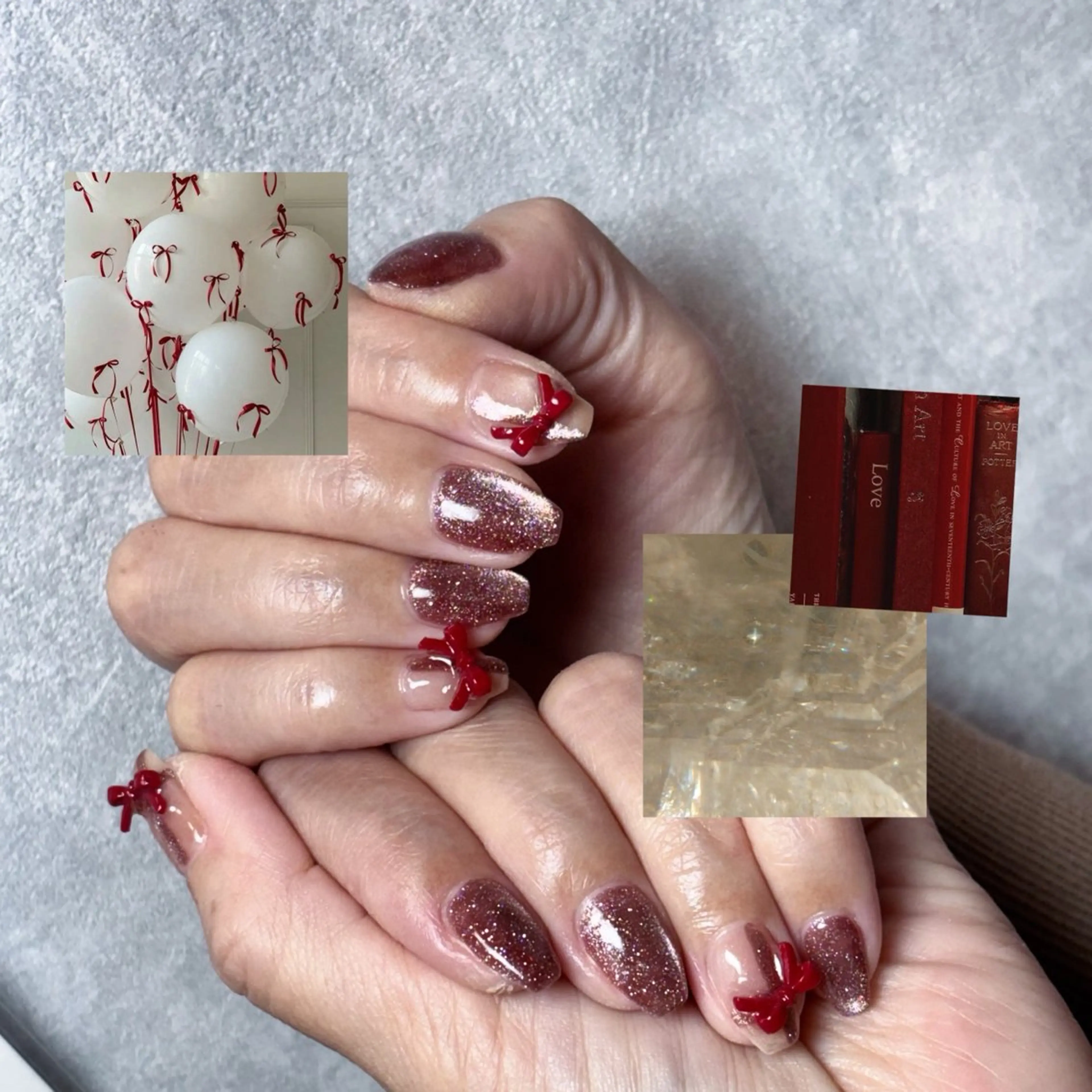 ネイル リボン 冬ネイル クリスマス paljon ゆい静岡市のネイルデザイン