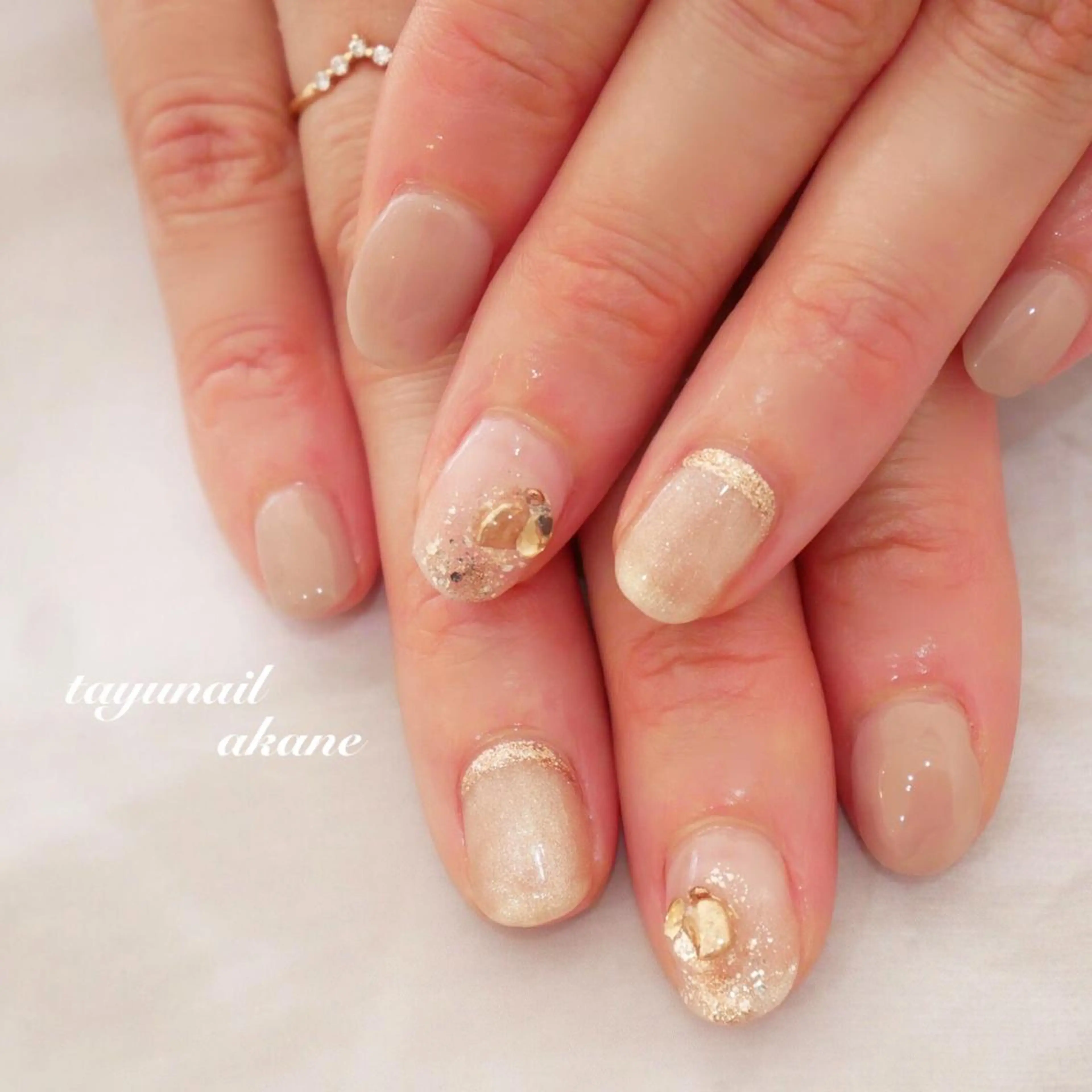 ネイル ブルー ジェルネイル ゴールド パラジェル 春ネイル ネイルサロン・ネイルスクール たゆnail所属・ネイルサロン 【たゆnail】のネイルデザイン