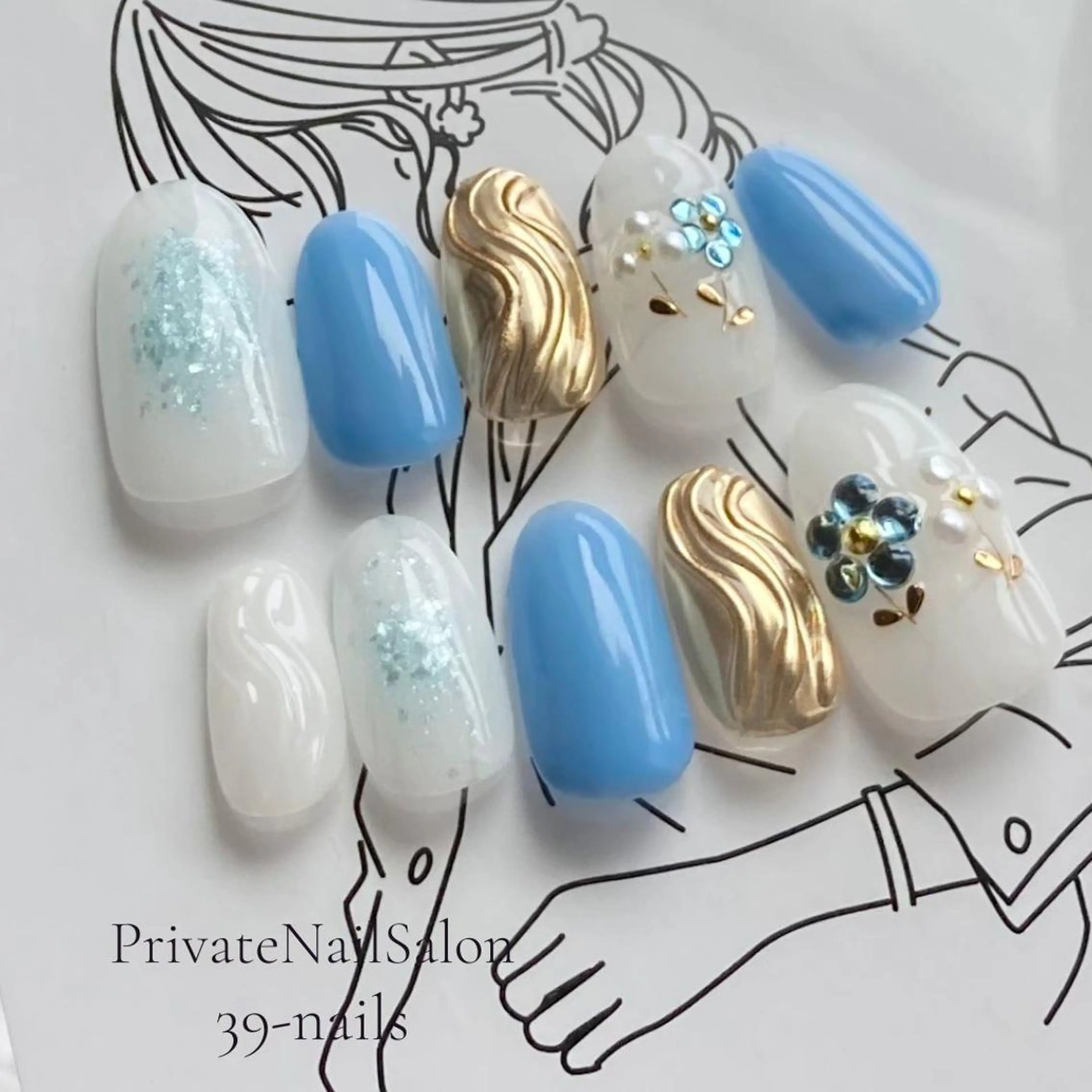 ネイル フラワーネイル ジェルネイル ニュアンスネイル ワンカラーネイル パラジェル 39-nails EharaMikuのネイルデザイン