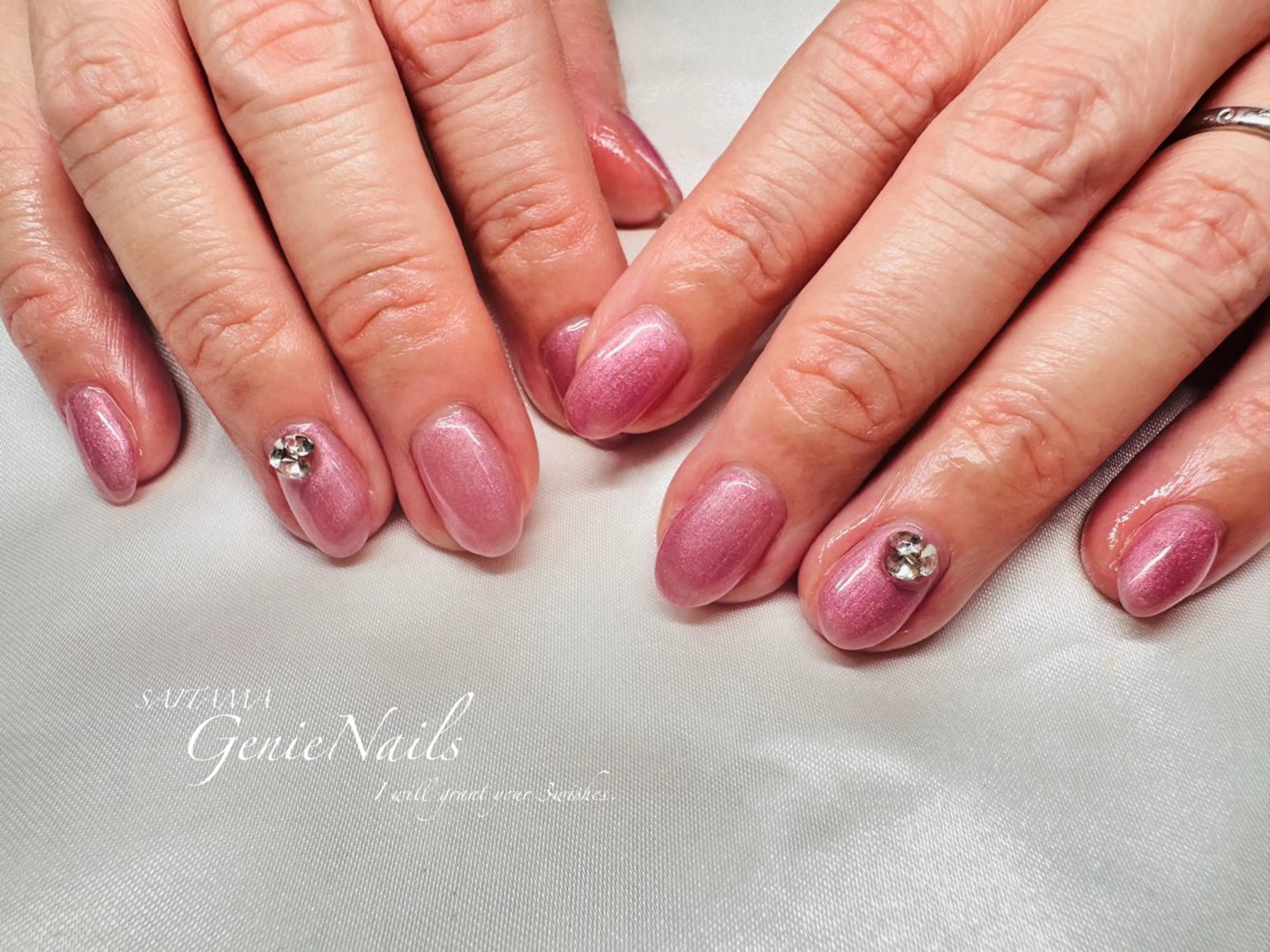 メンズ ネイル アートネイル 長さ出し 氷ネイル・うるうるネイル ロングネイル 持ち込み Genie Nailsのネイルデザイン