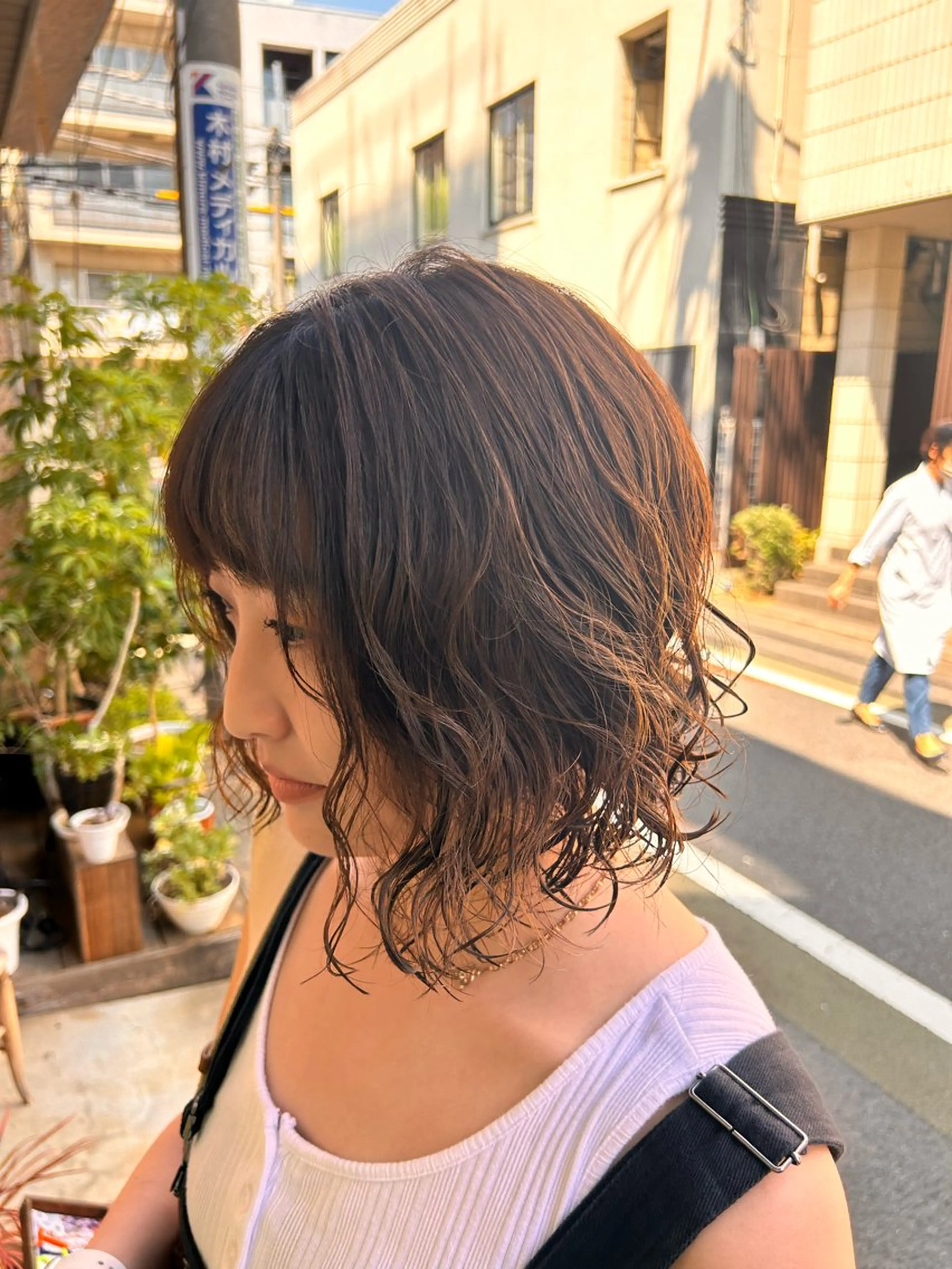 ショート パーマ ボブ カット パーマ トリートメント 清水千優/パーマ/透 明感カラー/メンズのヘアスタイル