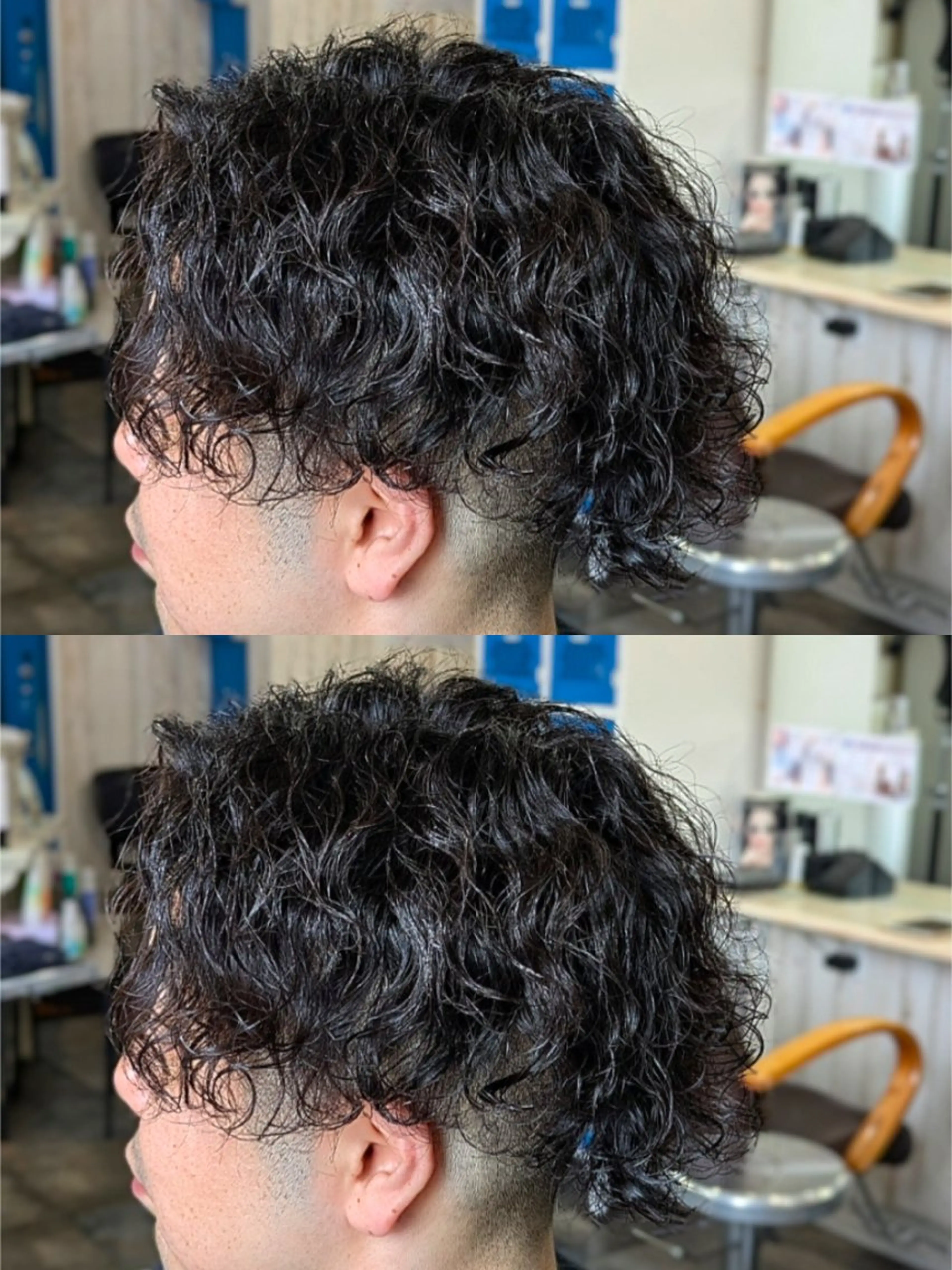 パーマ メンズ アップバング センターパート フェードカット メンズ韓国風 韓国マッシュ カット パーマ トリートメント メンズパーマ/顔周り レイヤー店長えのもとのヘアスタイル
