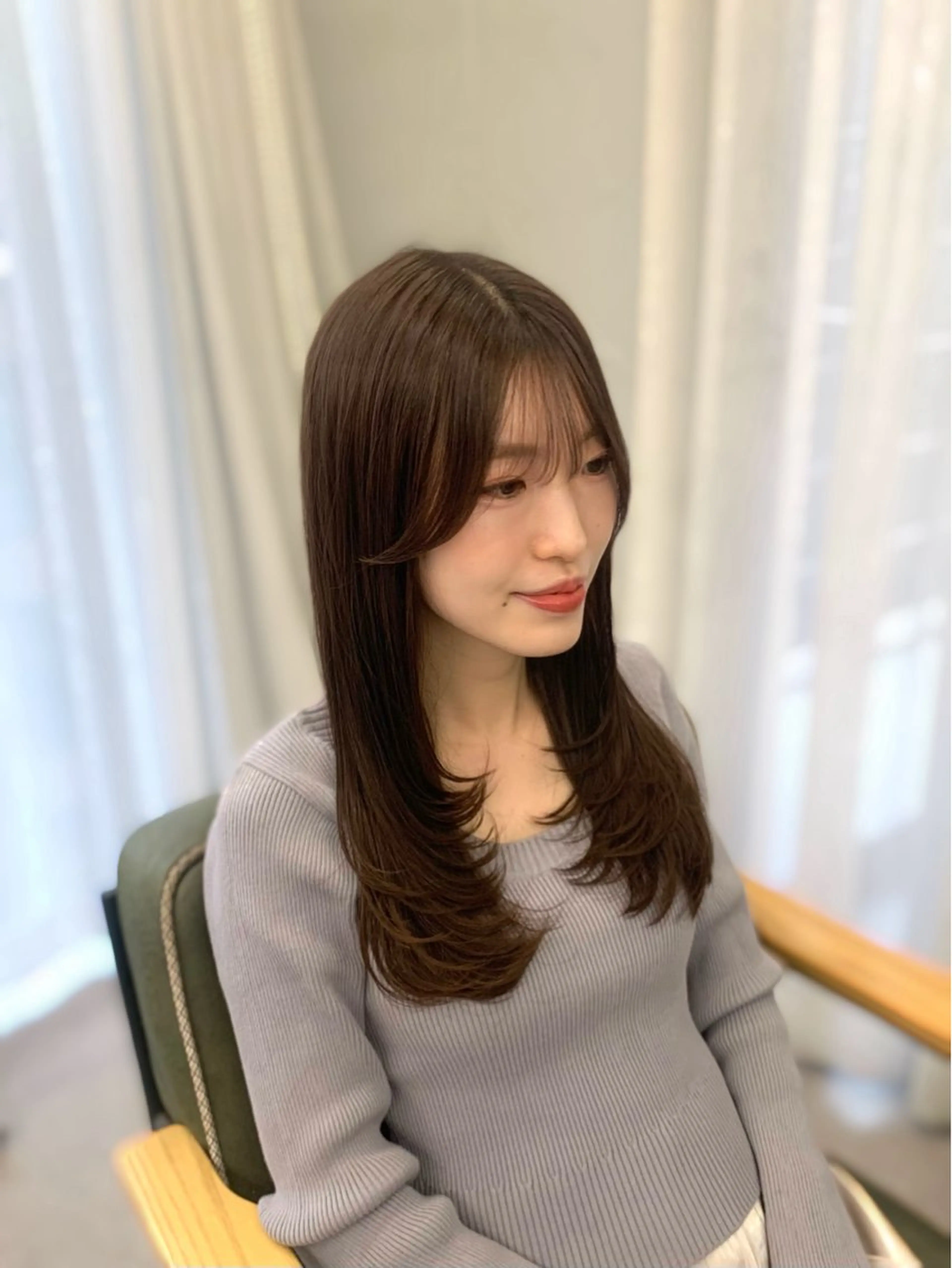 セミロング カット ヘアカラー 🎀韓国風顔周り× 透明感/梅田/アリサのヘアスタイル