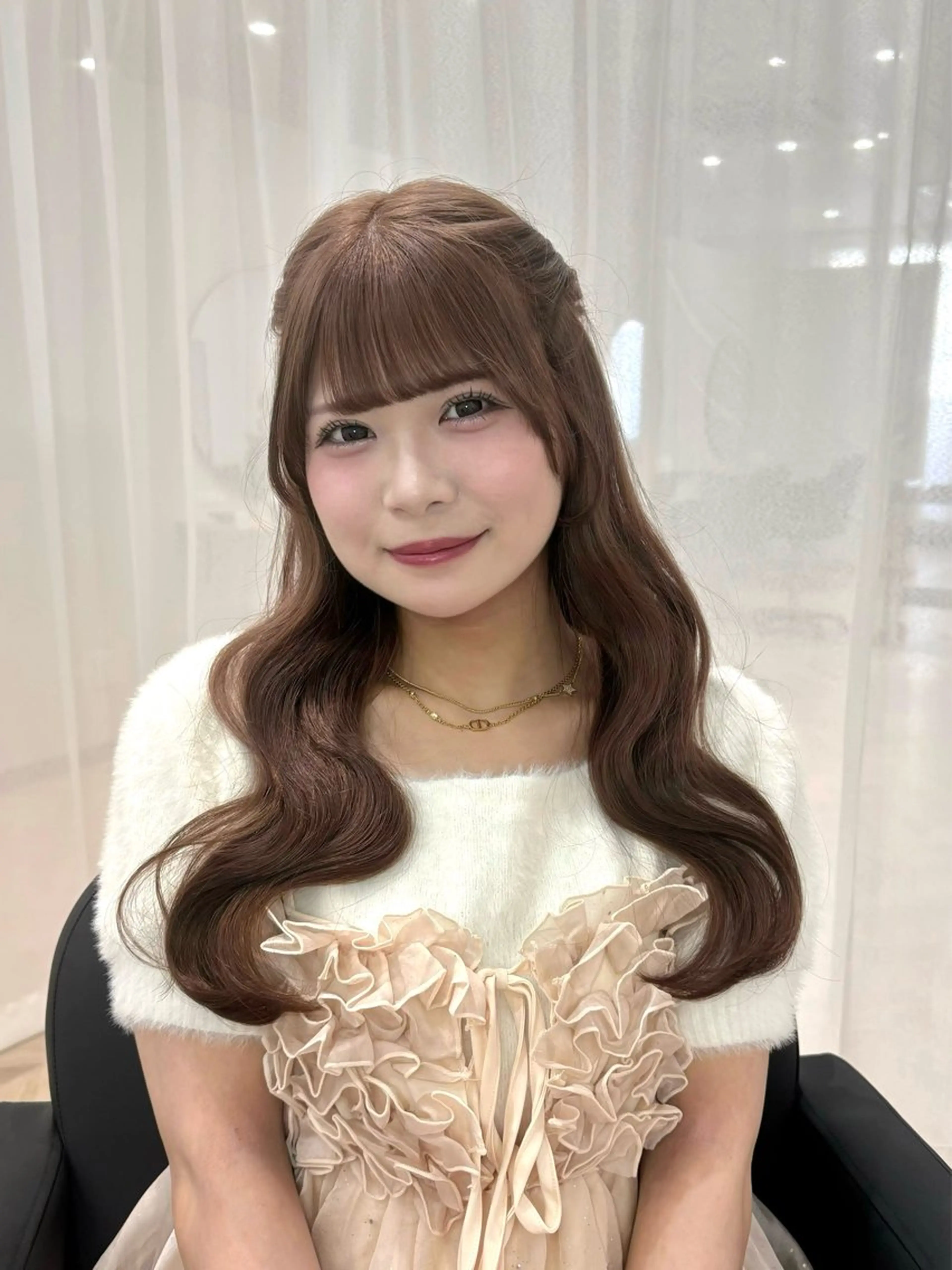 ロング カラー カット ヘアカラー 𝒎𝒐𝒆🩰 名駅/ヘアメ/暖色♡のヘアスタイル