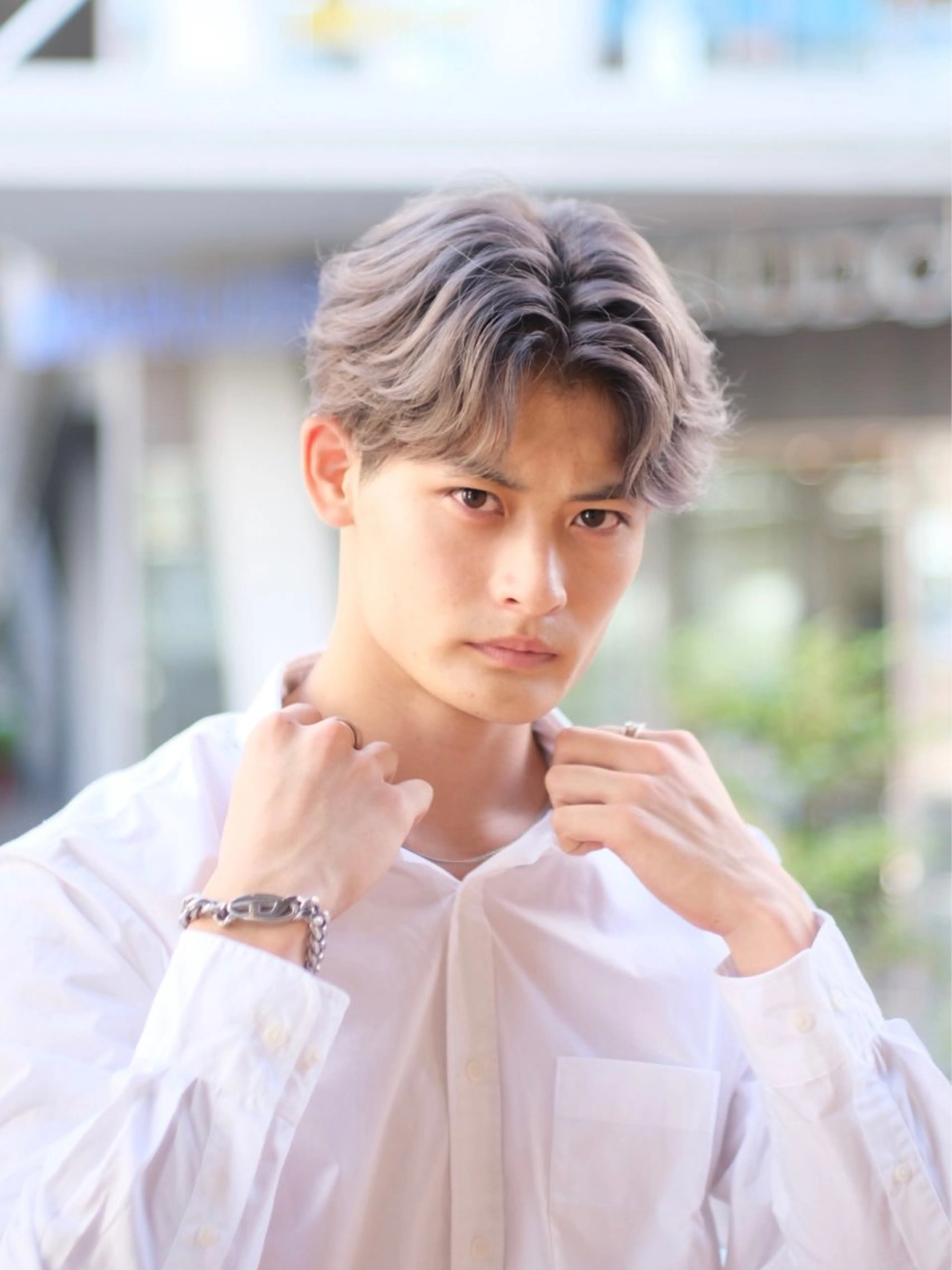 メンズ 透明感ブリーチ/ メンズパーマのヘアスタイル