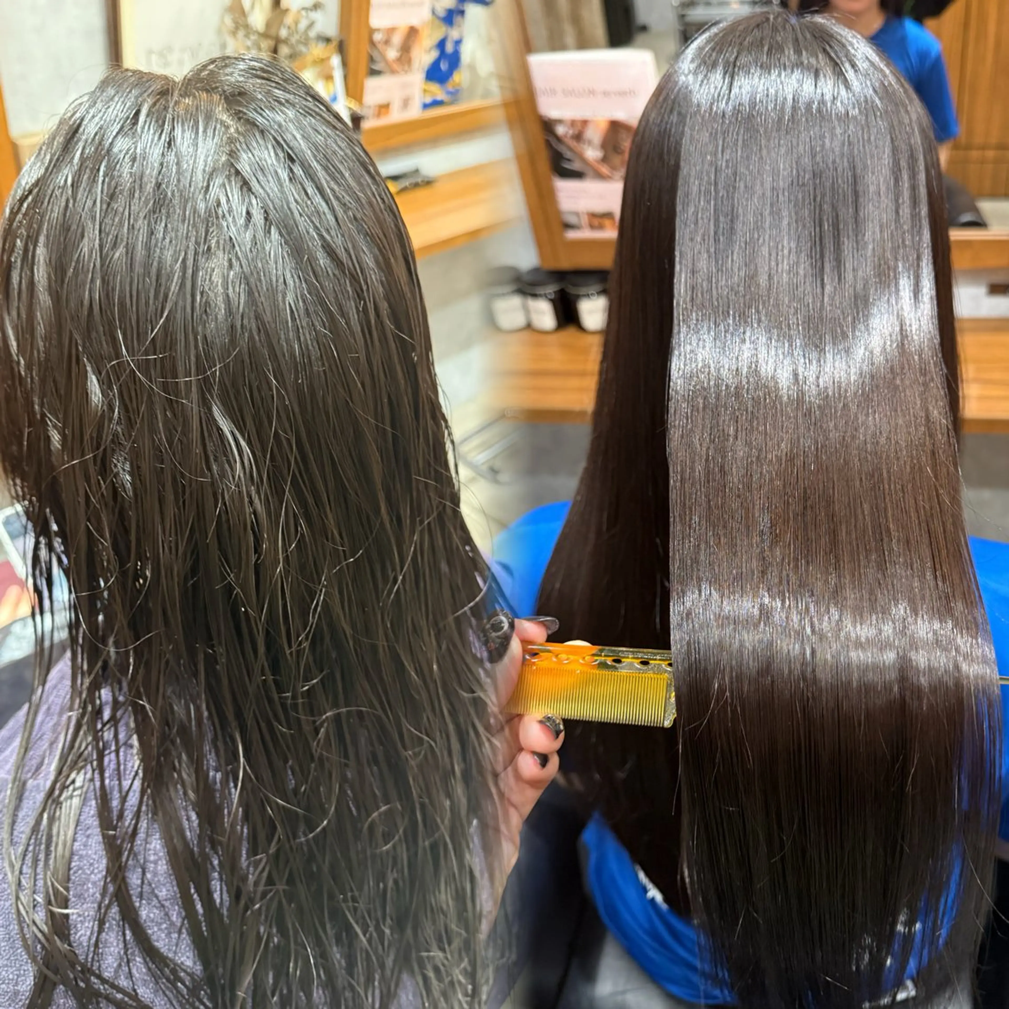 ロング 縮毛矯正 ヒナ子🦋 ブリーチカラーのヘアスタイル