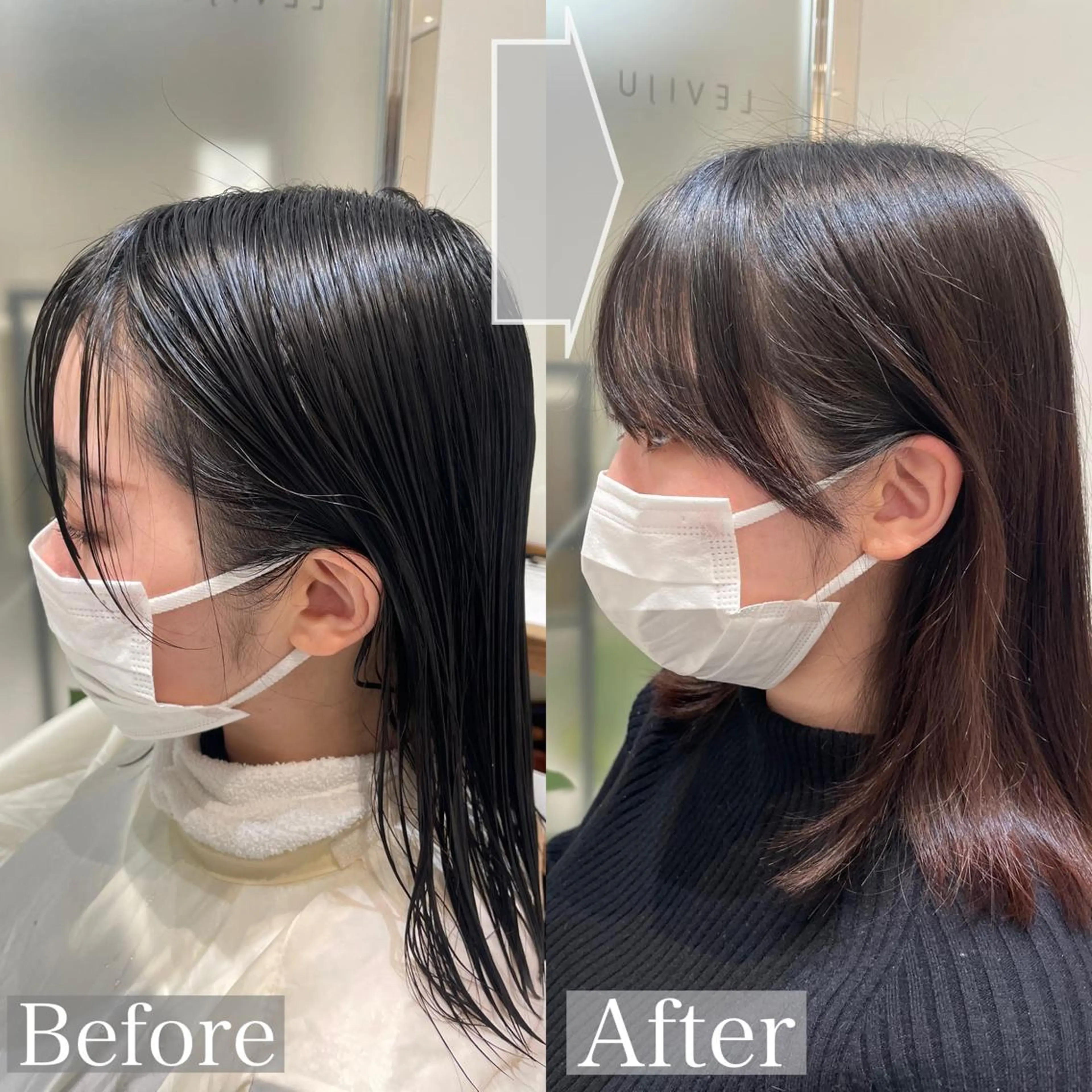 ミディアム 小顔カット カット ヘアカラー トリートメント 小顔カット✨ 透明感カラーのヘアスタイル