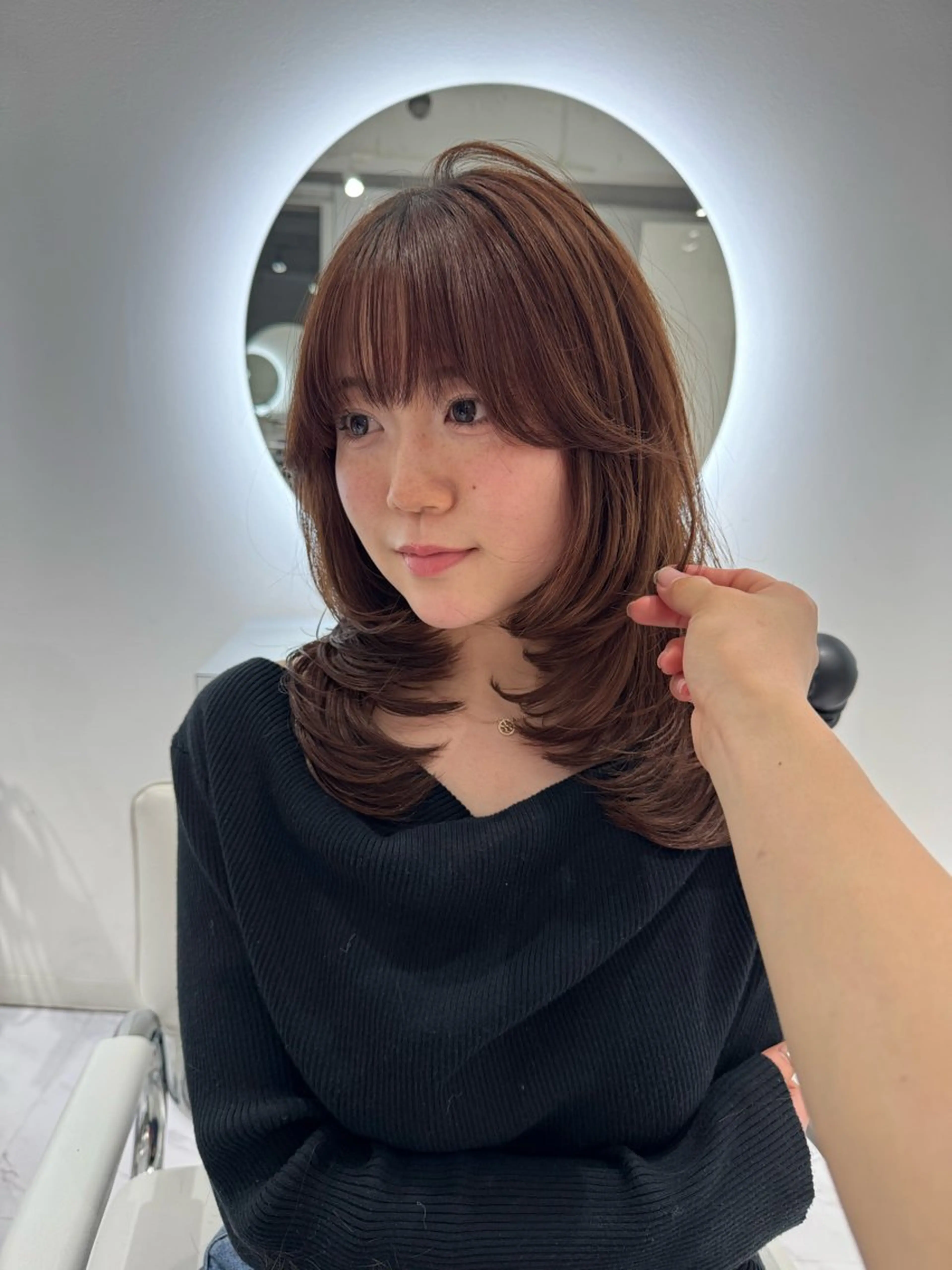 セミロング カット ヘアカラー rina/無料 レイヤーカット/上野のヘアスタイル