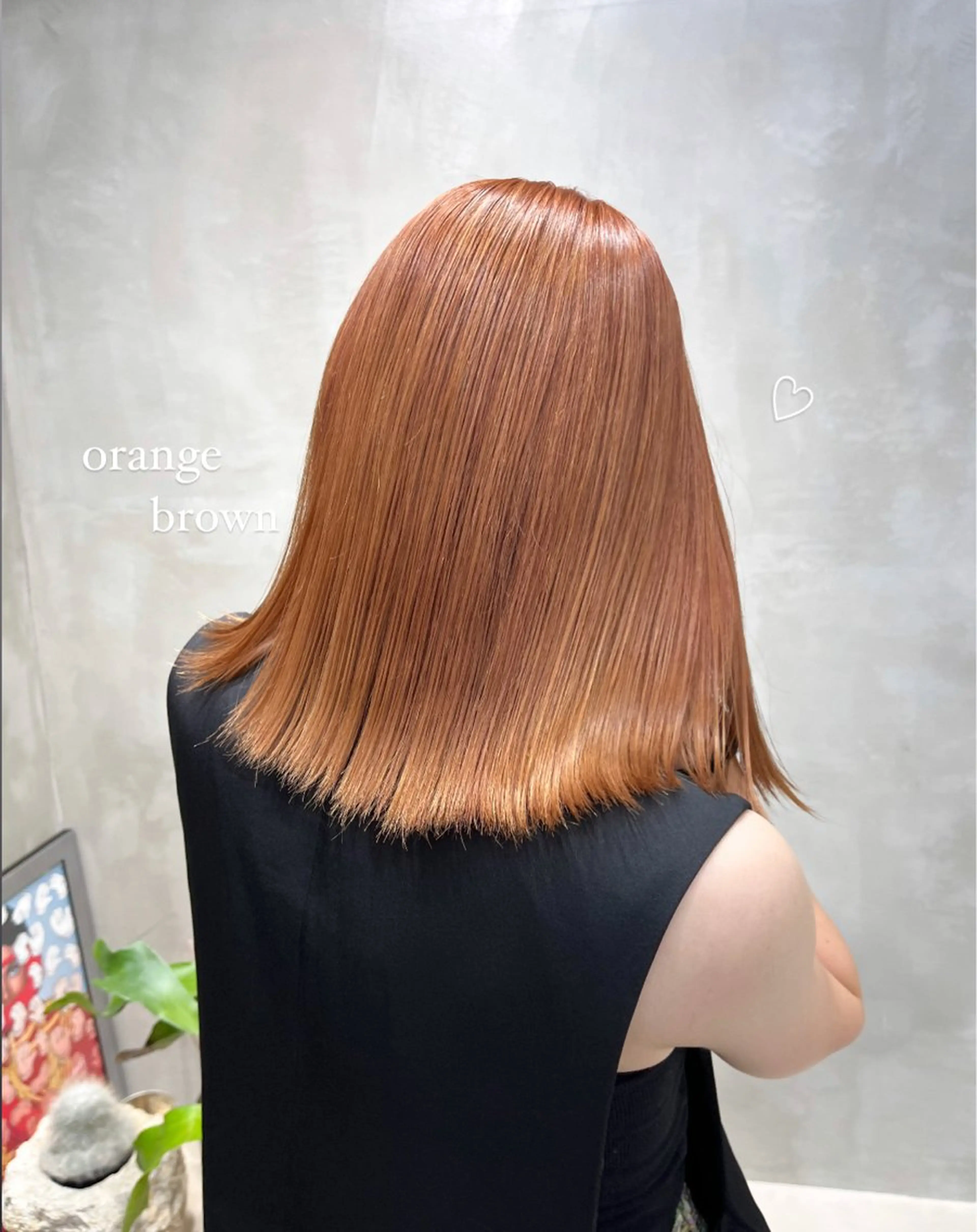 ロング カラー ブリーチ ブラウンカラー オレンジ オレンジブラウン ナツミ/透明感カラー /酸性ストレートのヘアスタイル