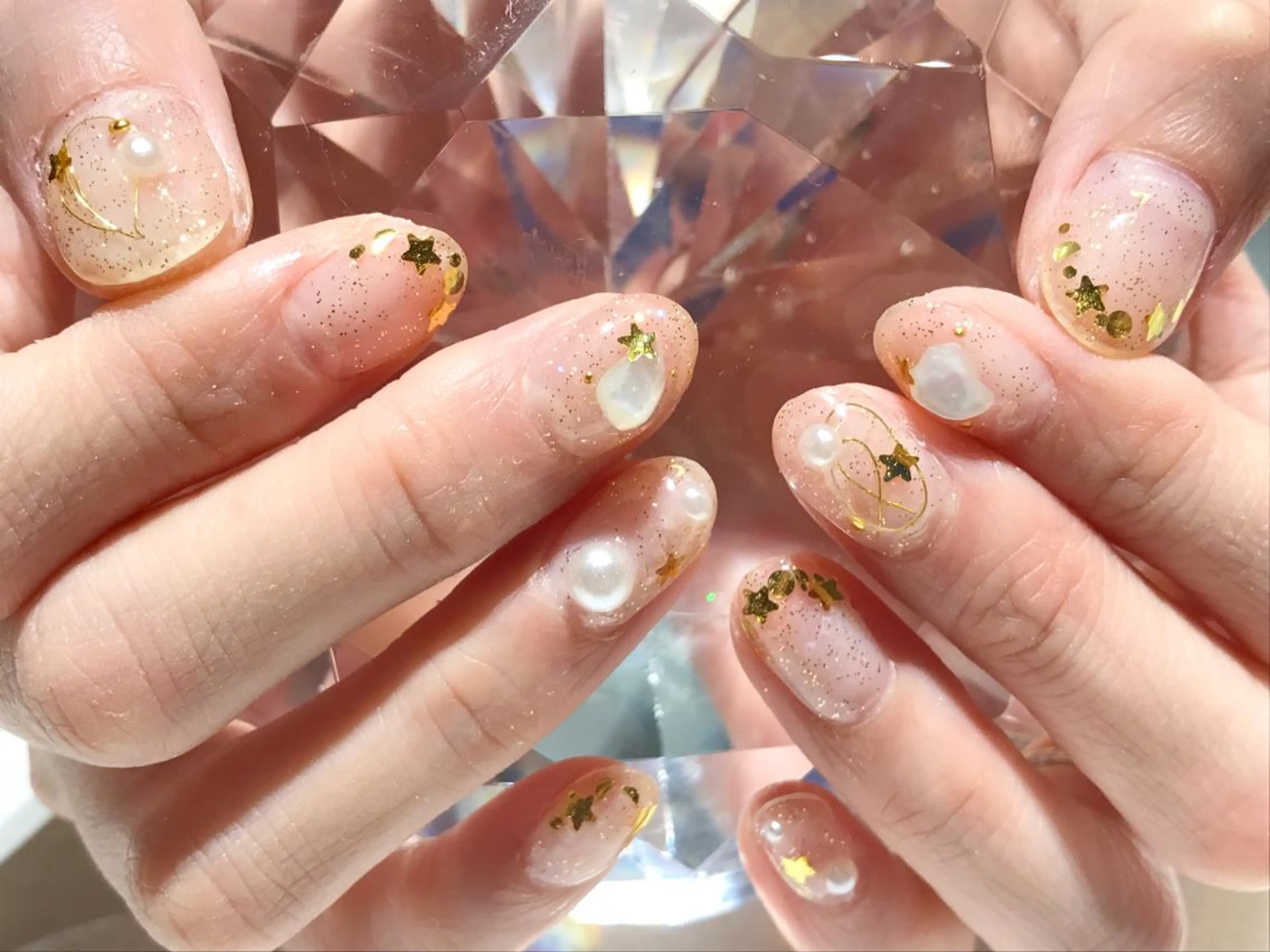 ネイル クリアネイル ジェルネイル ラメ(グリッター) ショートネイル YUN 💅のネイルデザイン