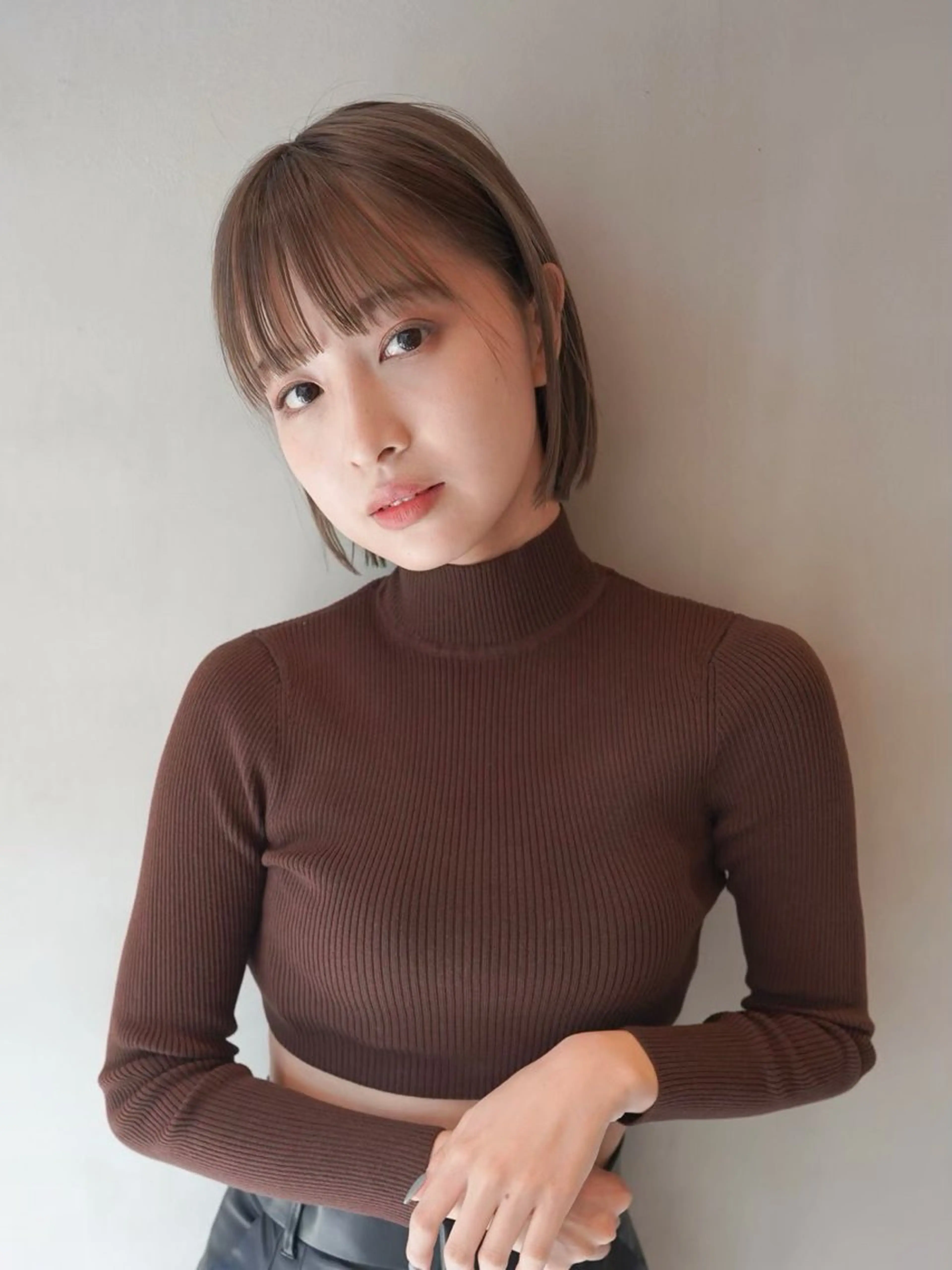 ショート 切りっぱなしボブ ボブ カット effect横浜所属・切りっぱなしボブ/ 艶カラー/綾莉のヘアスタイル