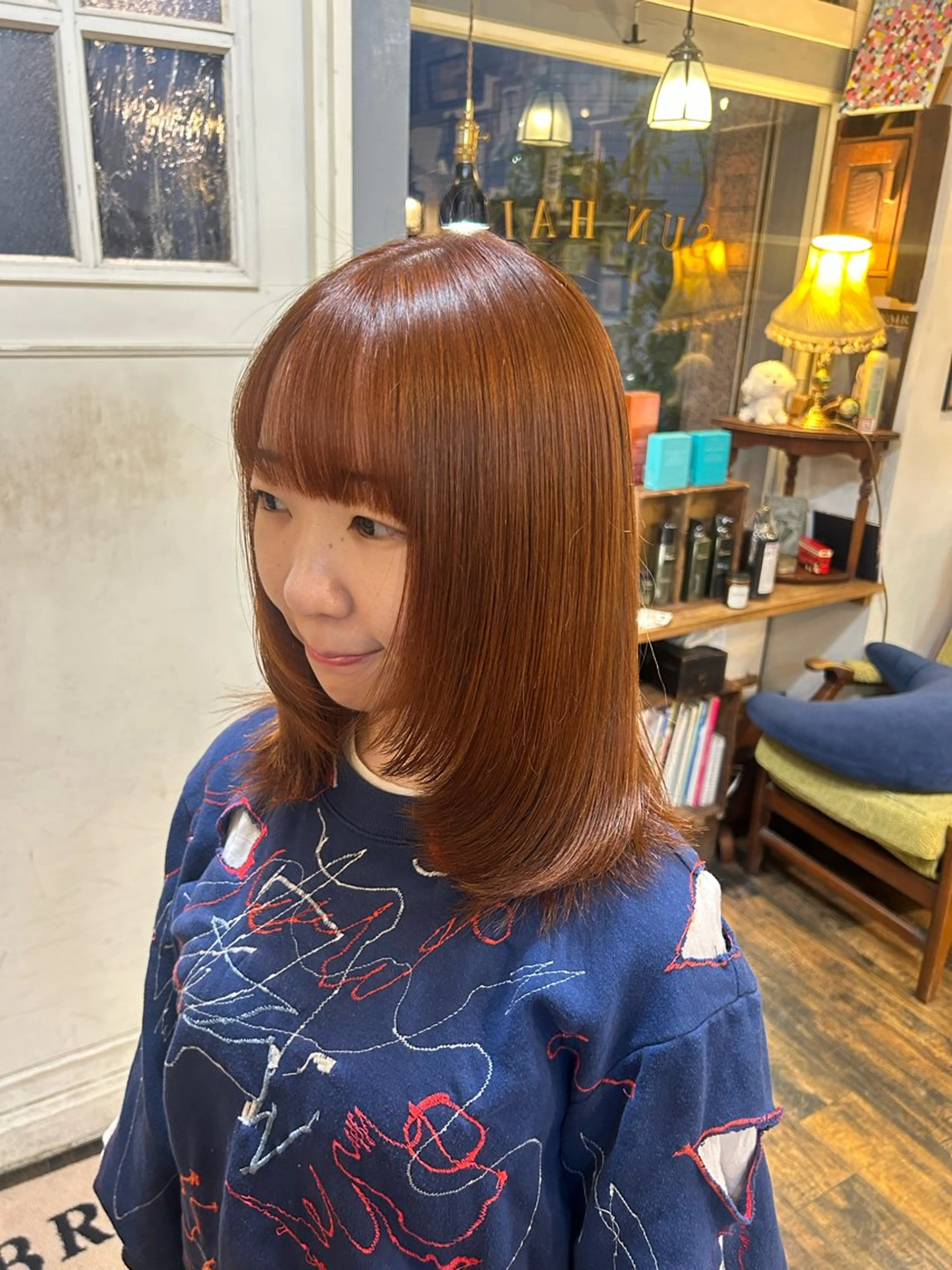 ミディアム カラー ヘアカラー 清水千優/パーマ/透 明感カラー/メンズのヘアスタイル