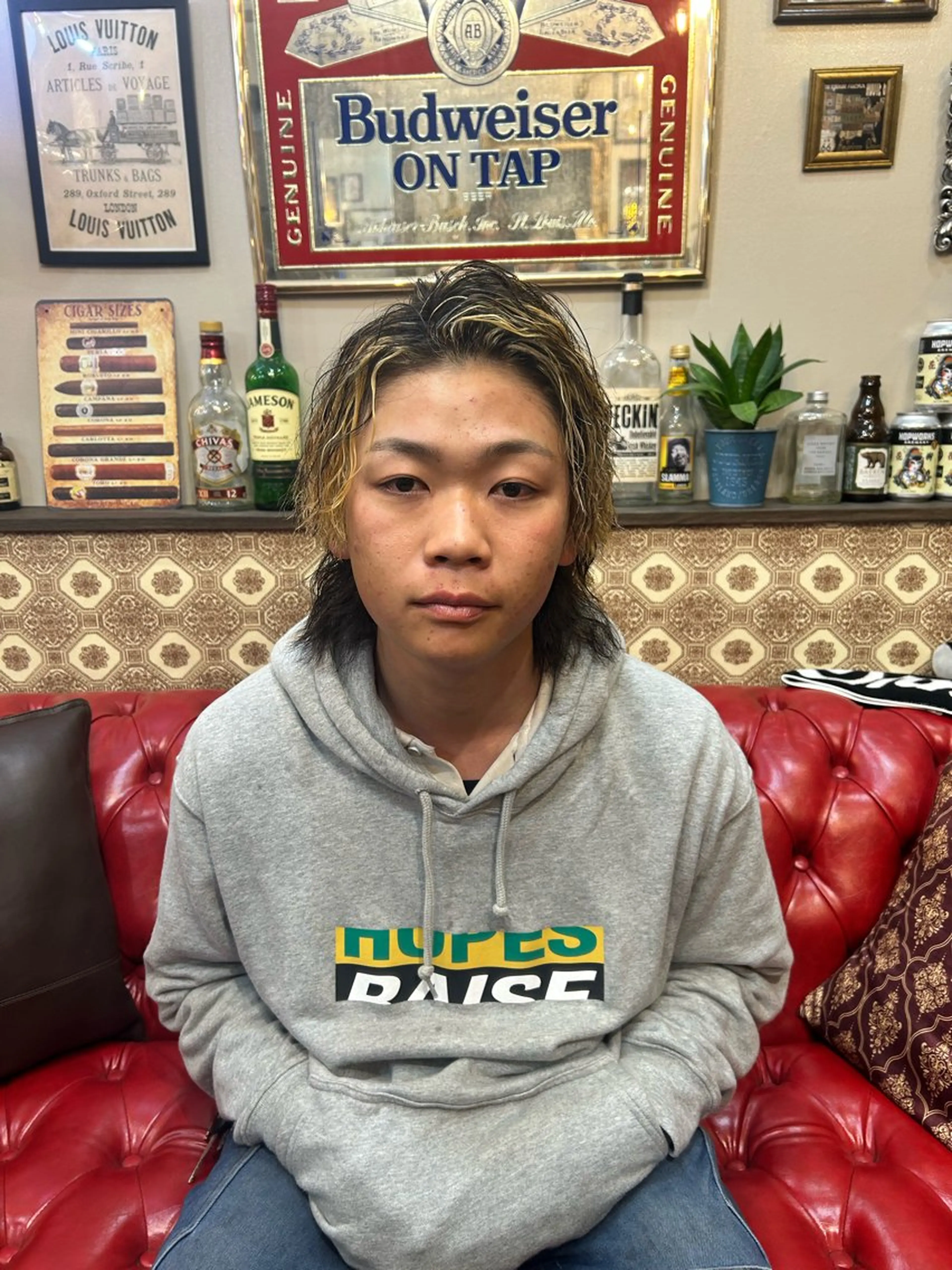 セミロング カラー パーマ メンズ ヘアカラー ヘアーサロンラムール所属・鴇巣 翼のヘアスタイル