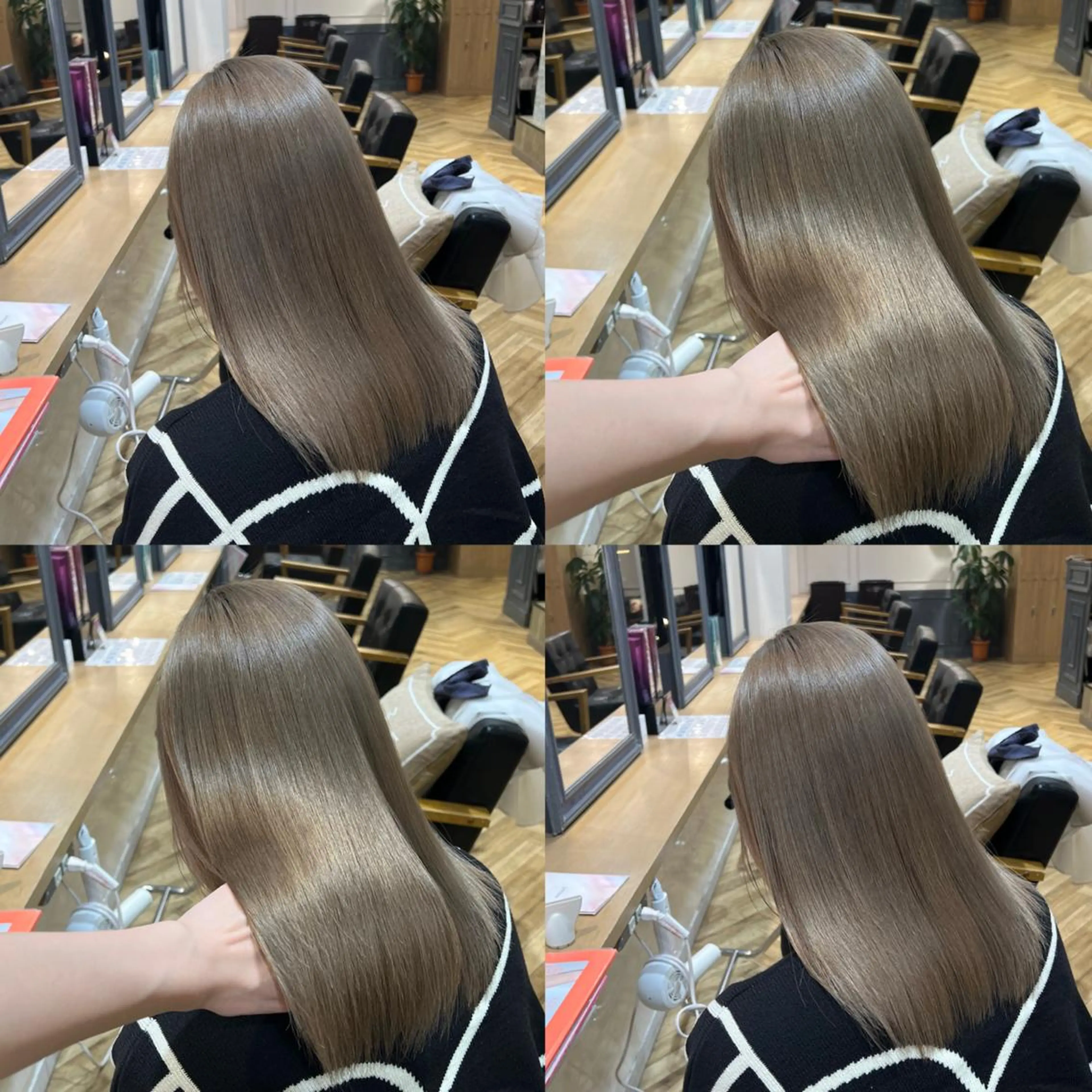 ロング カラー グレージュ シアーグレージュ 艶カラー/韓国顔周り 🎀mamiのヘアスタイル