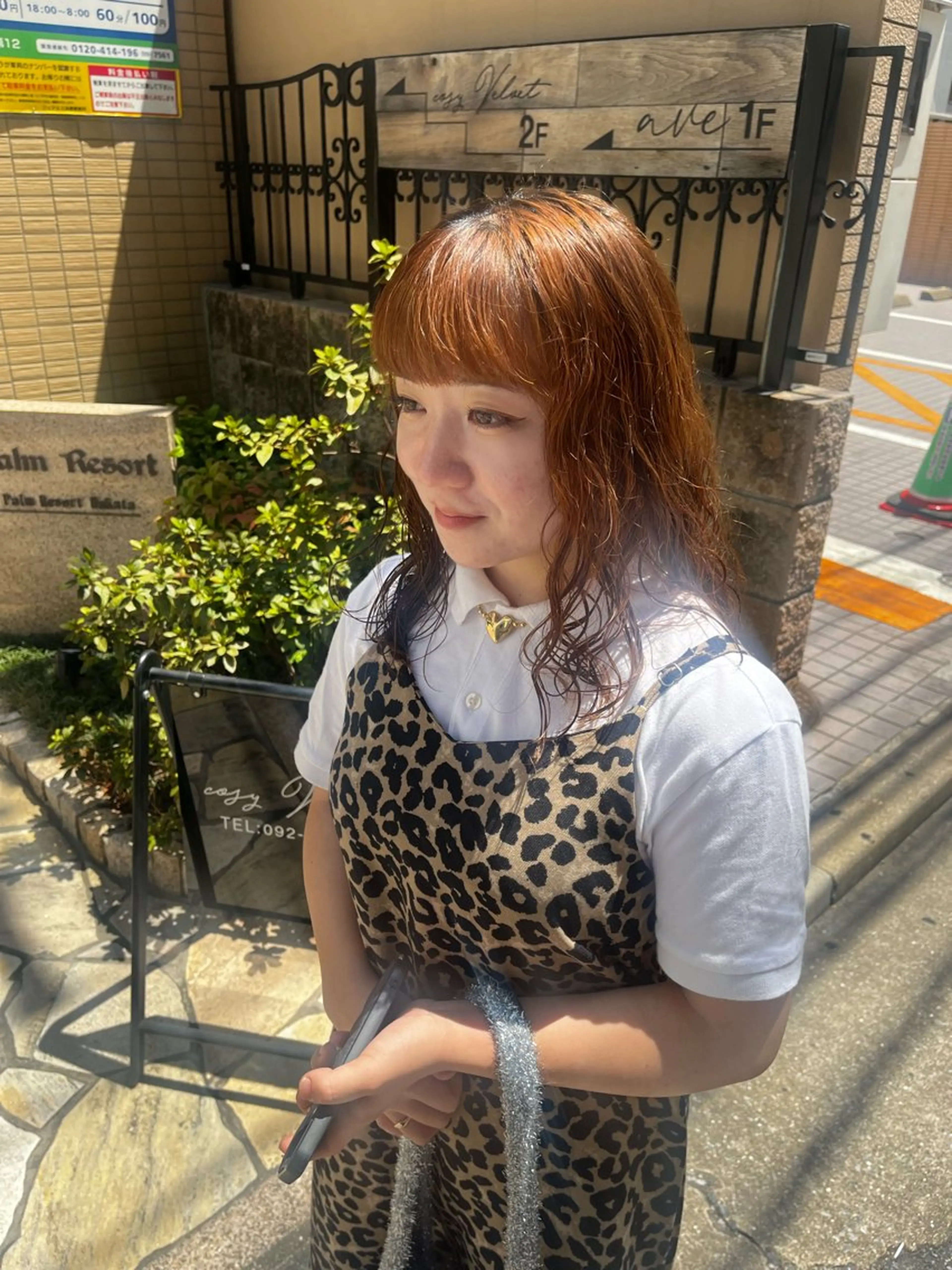 ミディアム カット パーマ まみ/暖色カラー /デザインカラーのヘアスタイル