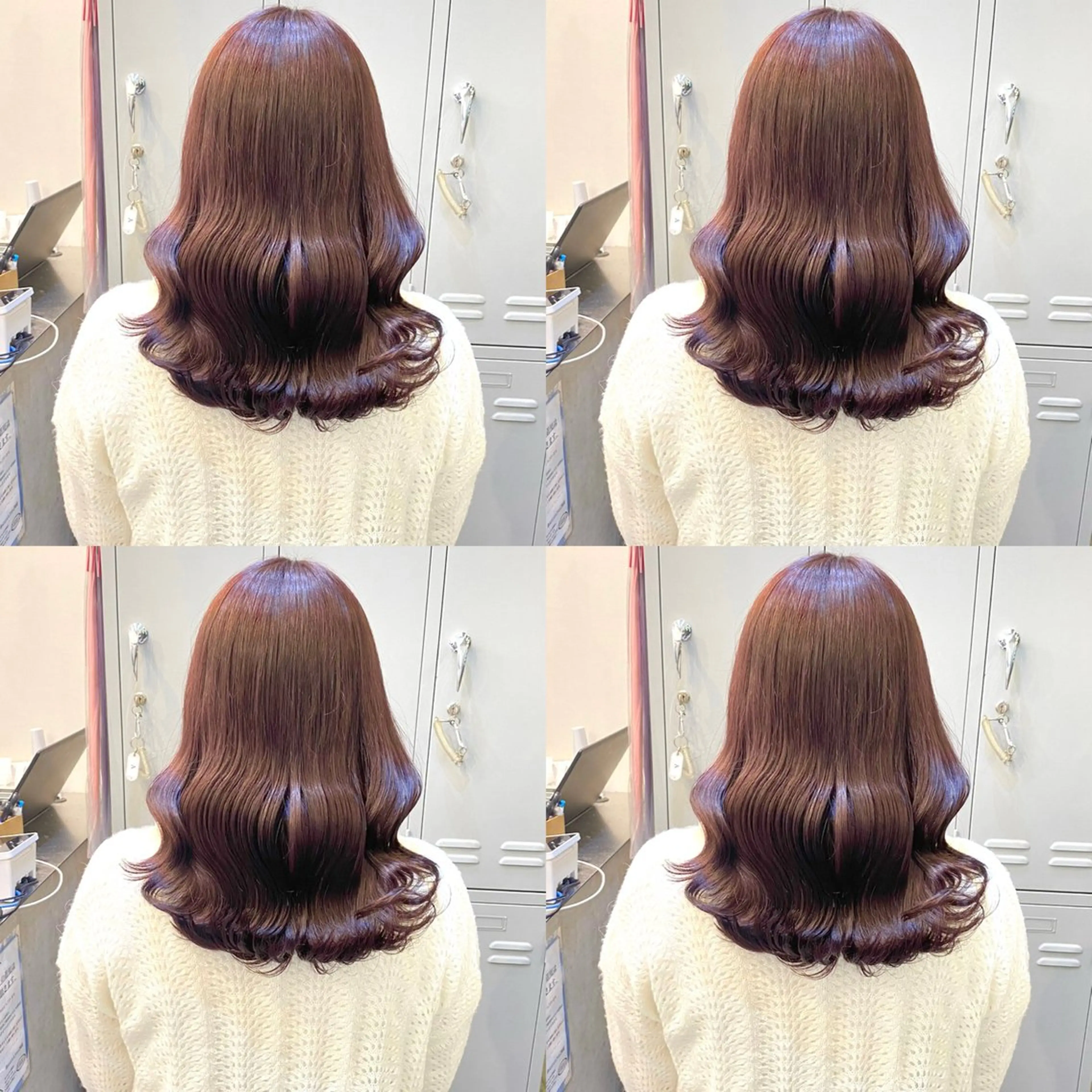 セミロング カラー 髪質改善× ハイライト溝江のヘアスタイル