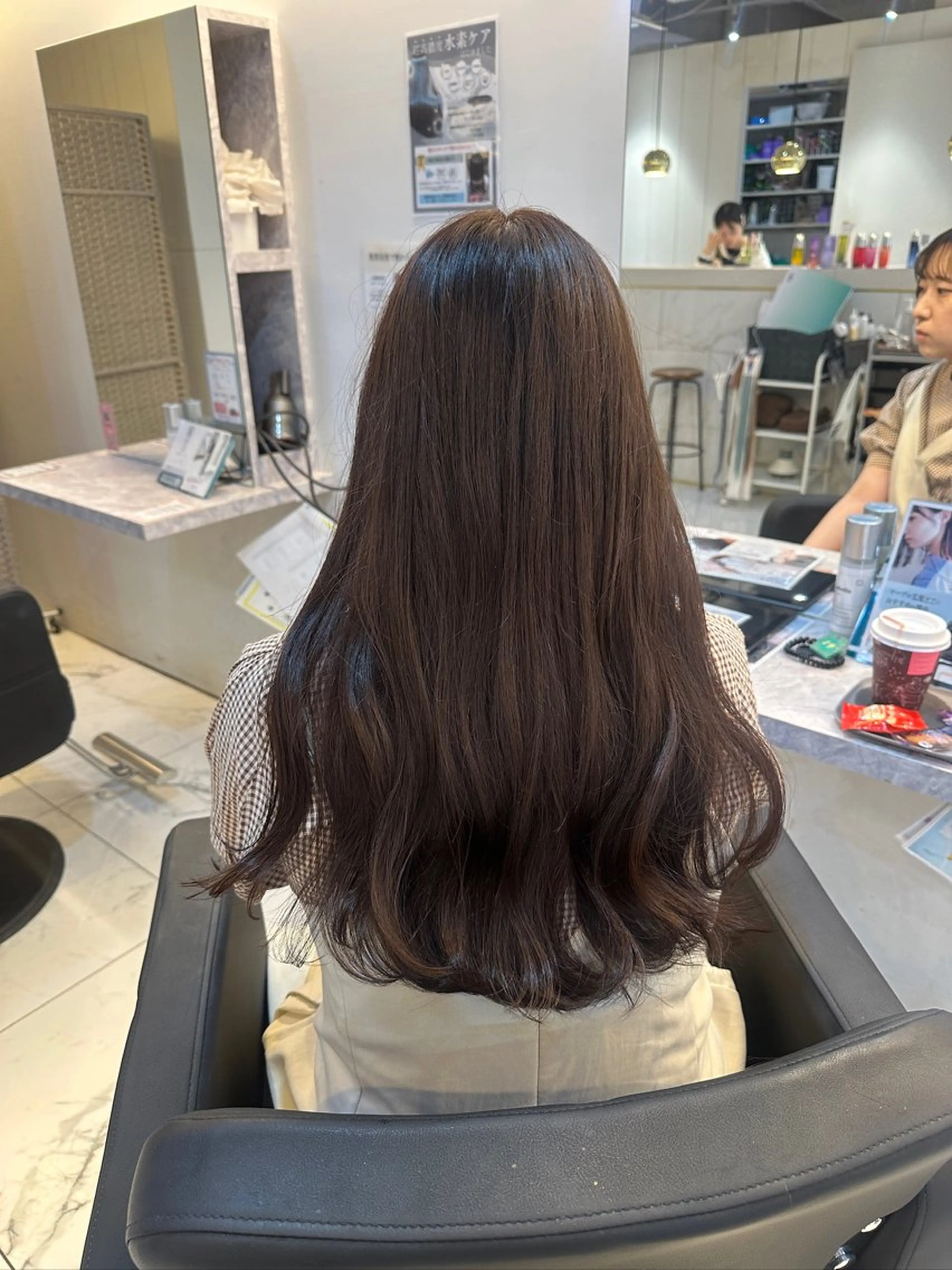 ロング カラー ブラウンカラー ショコラブラウン 心斎橋/縮毛矯正 /ブリーなしWカラーのヘアスタイル