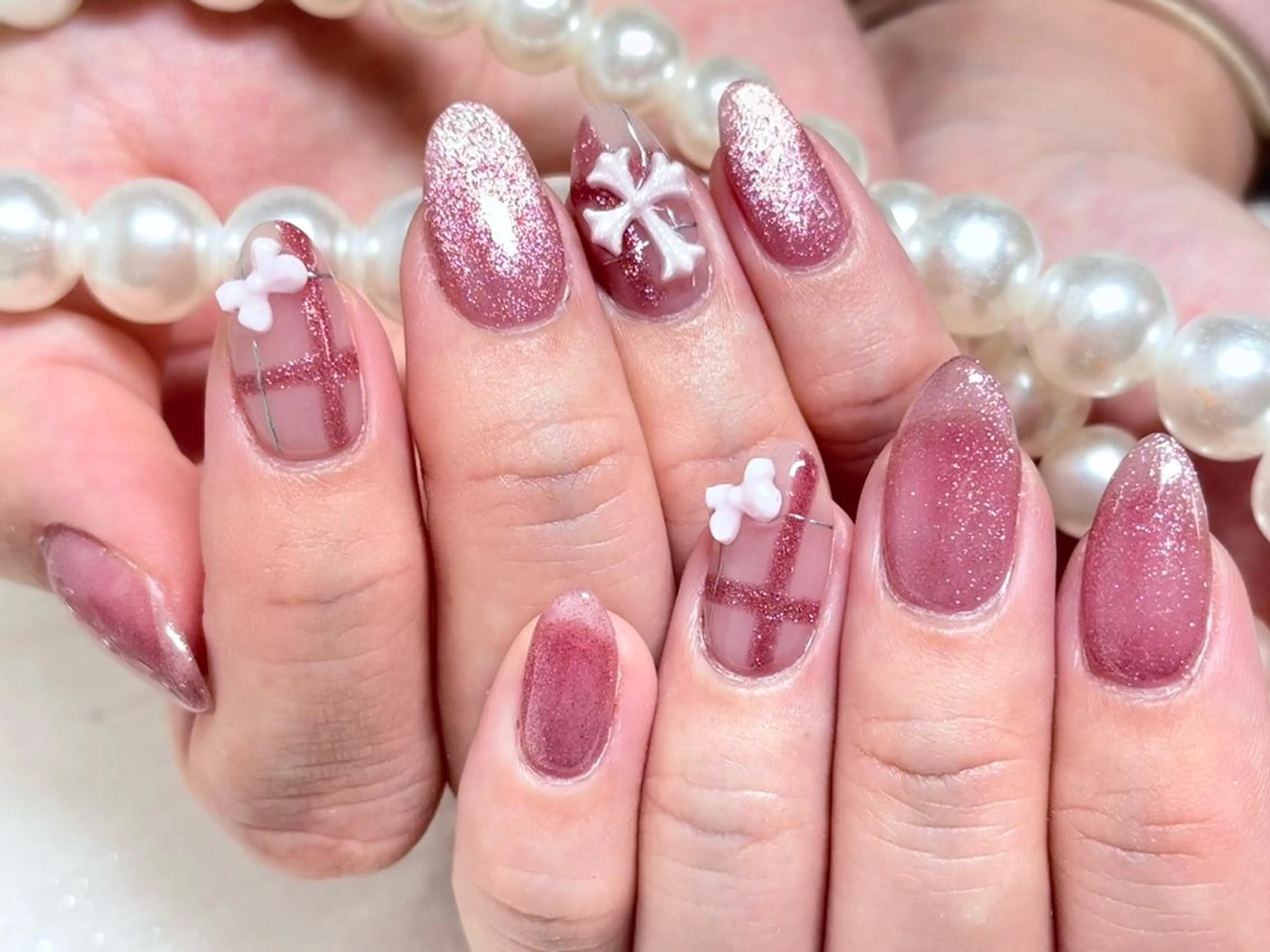 ネイル アートネイル クリアネイル 成人式 長さ出し フラッシュネイル ハンドネイル Ru na🍳のネイルデザイン