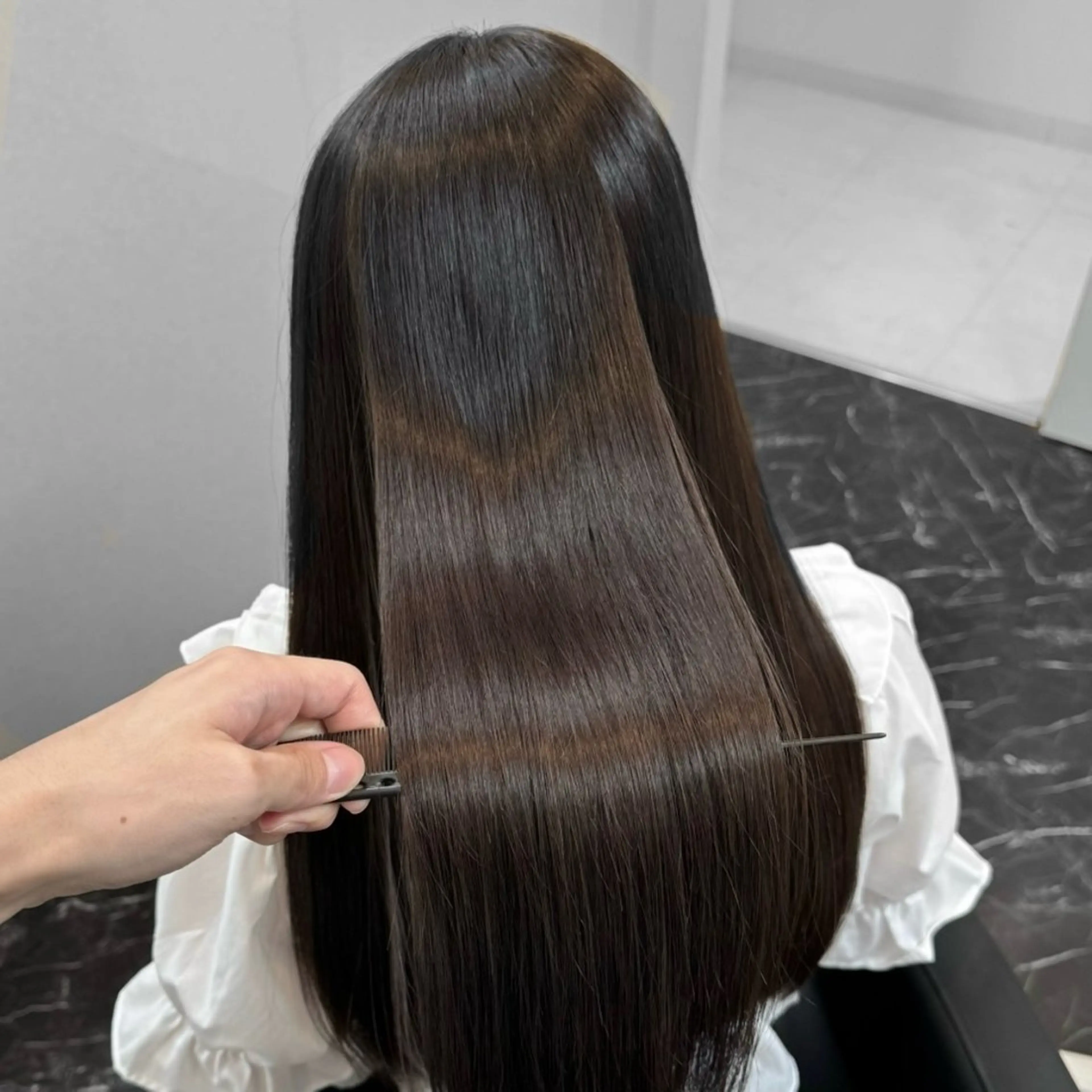 ロング パーマ 髪質改善 韓国風ヘア 縮毛矯正 トリートメント 縮毛矯正 ヘアセット ブリーチなし Ⅰ 髪質改善カラーのヘアスタイル