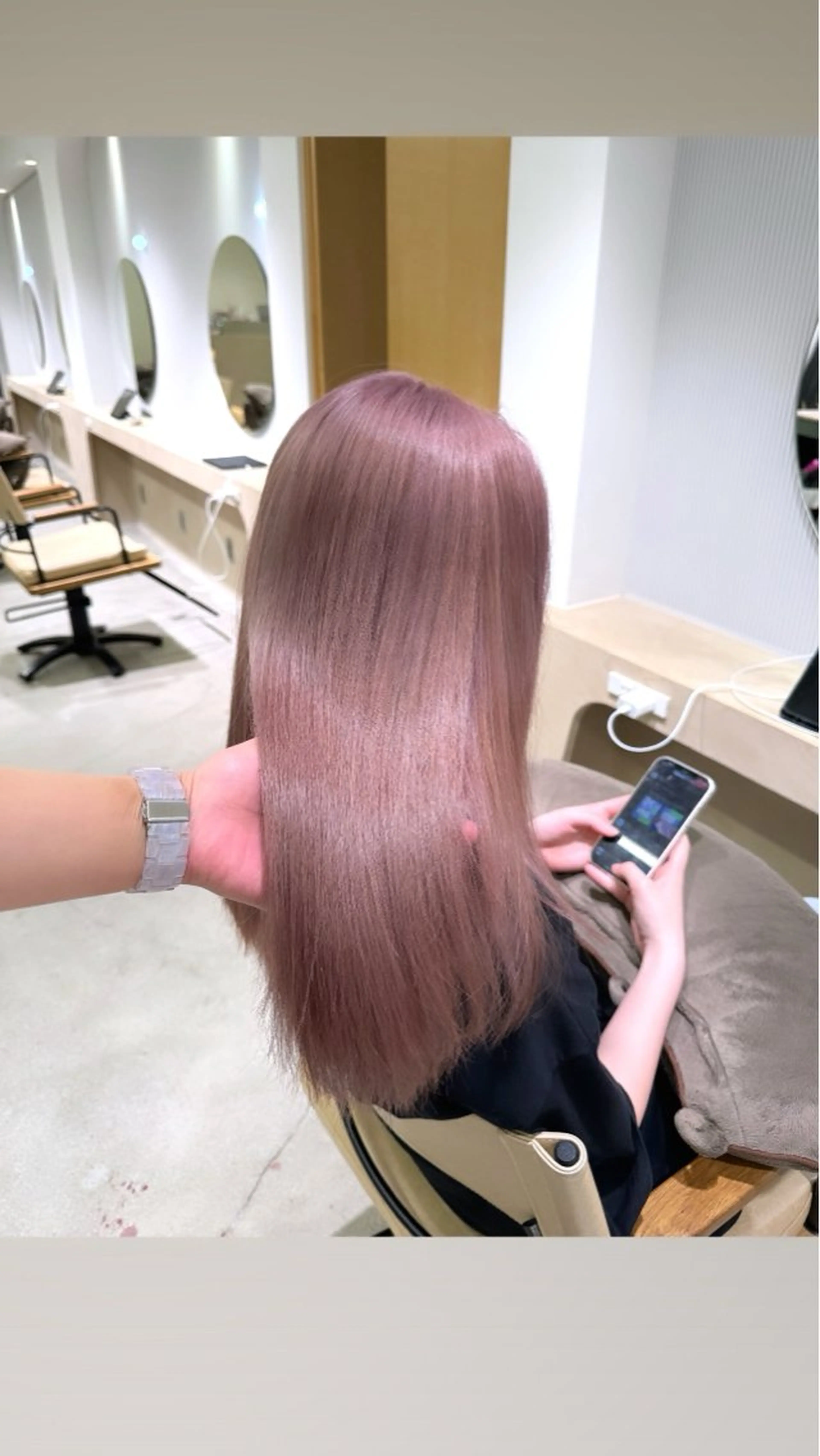 カラー ベージュカラー ブリーチ ピンクカラー ピンクベージュ ulu名古屋栄所属・落合しほ/韓国ヘア/ 髪質改善/縮毛矯正のヘアスタイル