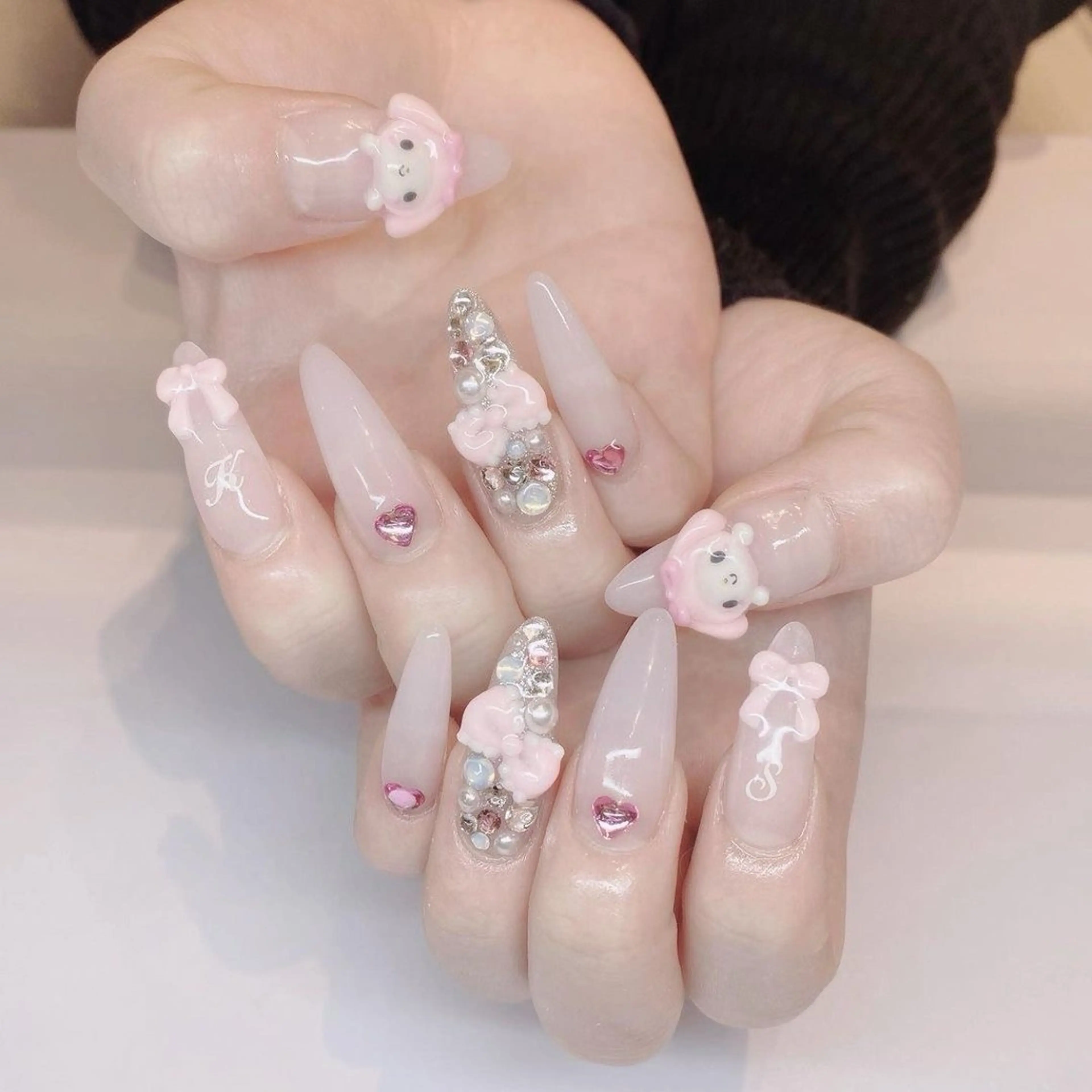 ネイル ハロウィン マグネットネイル ミラーネイル ピンク ネイルチップ Lee Nailsのネイルデザイン