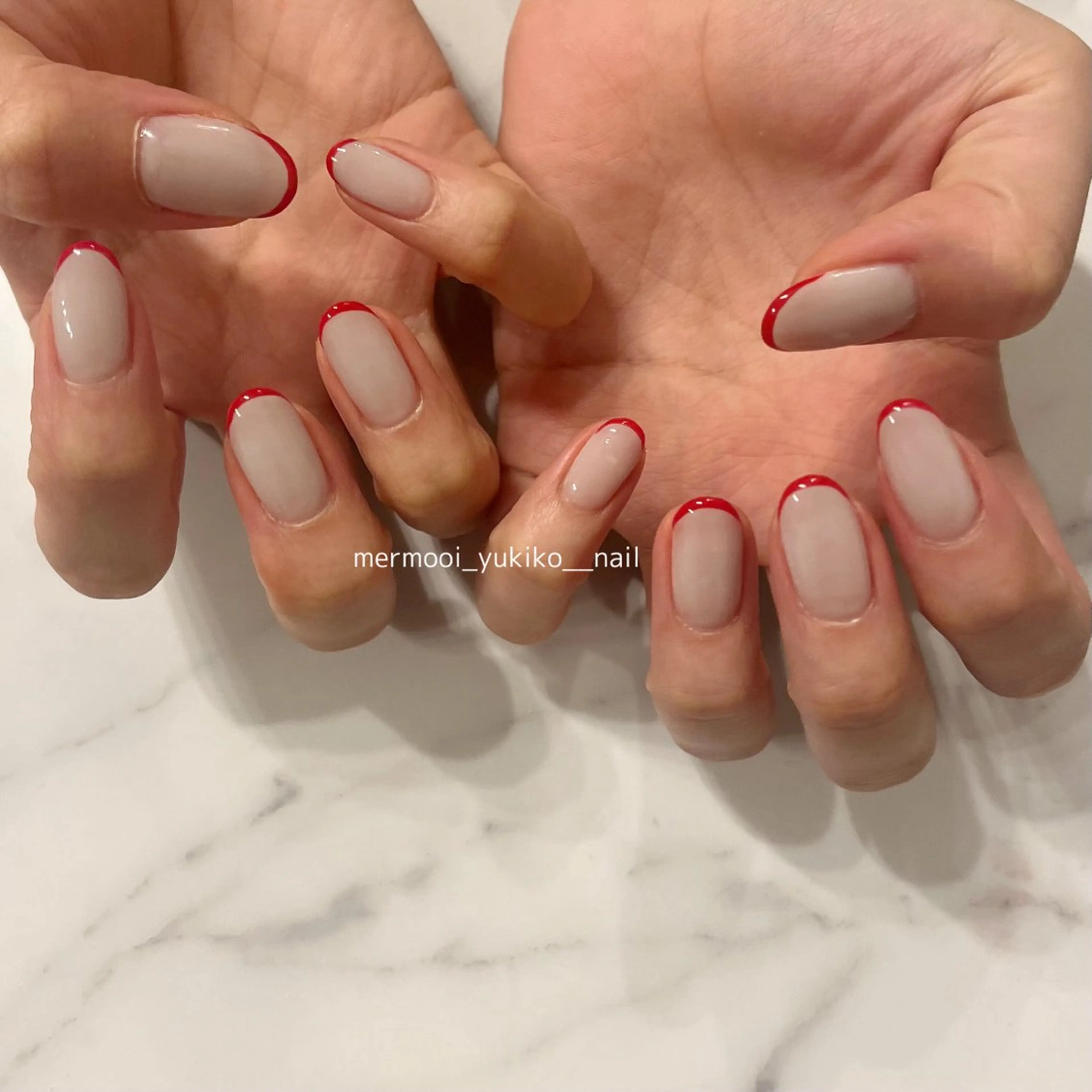 ネイル フレンチネイル 水色 シンプルネイル ハンドネイル melu所属・melu yukikoのネイルデザイン