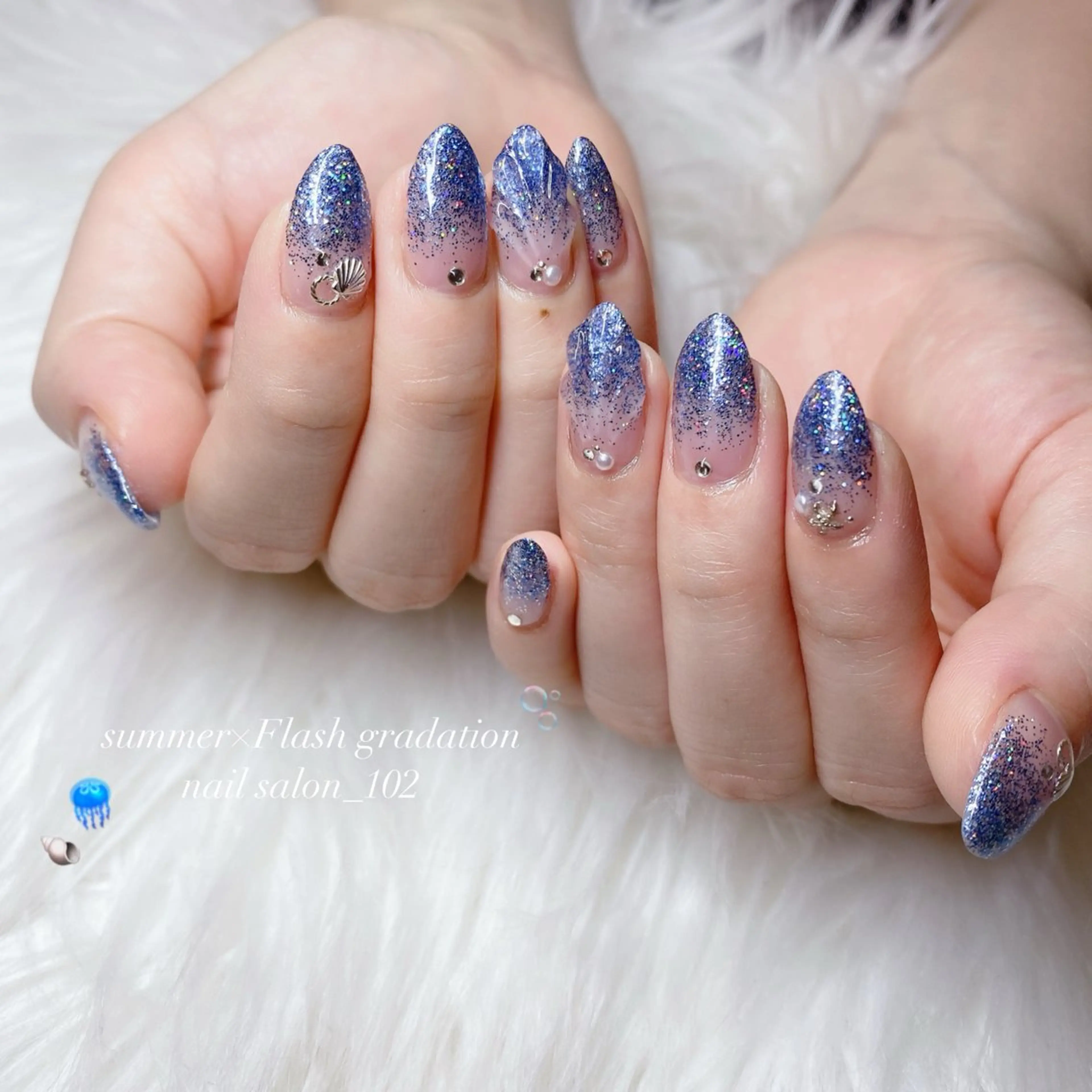 ネイル フラッシュネイル グラデーション ラメ(グリッター) ラメグラデーション ハンドネイル nail salon 102のその他イメージ