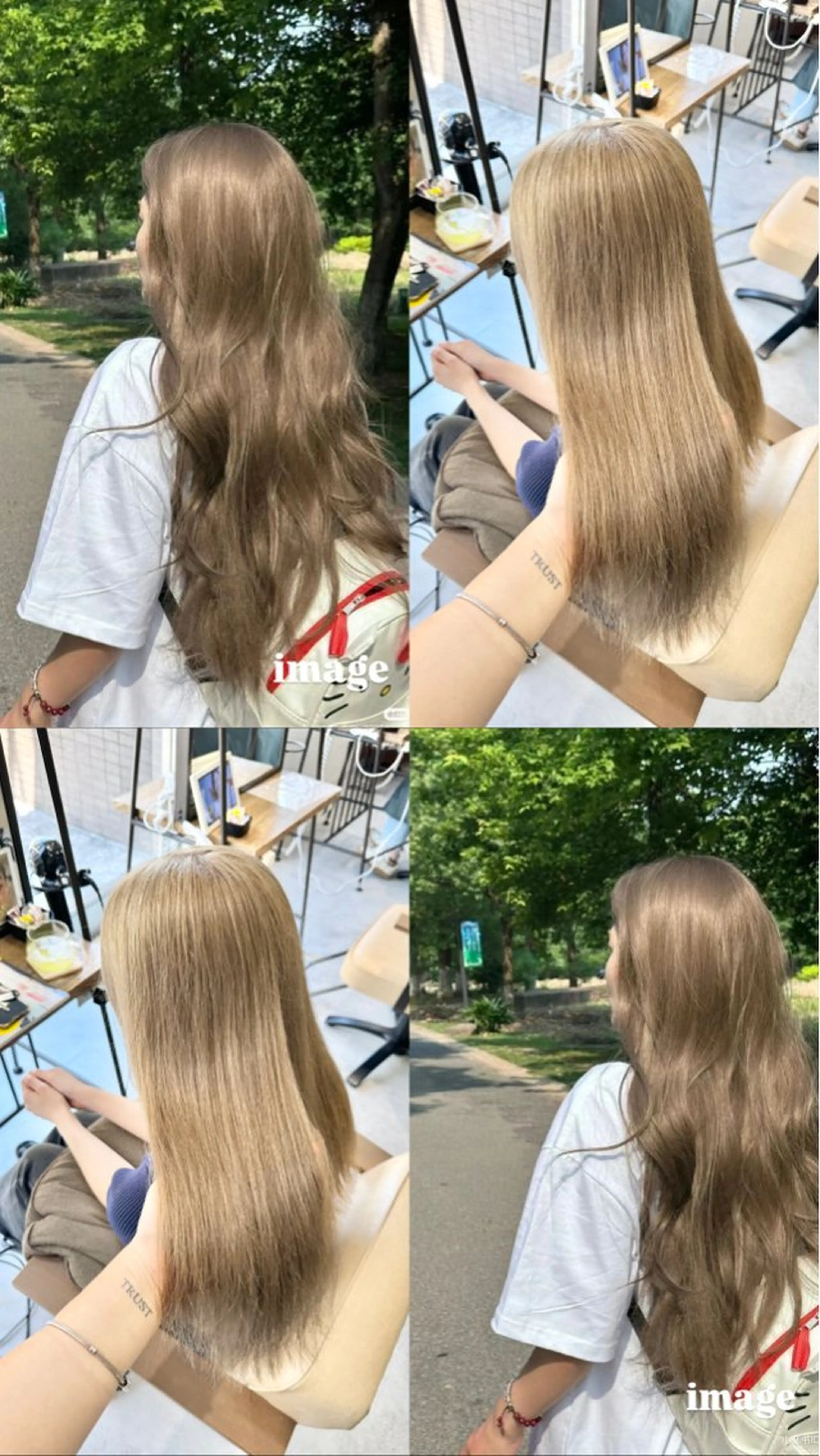 ロング カラー ベージュカラー ブリーチ 透明感カラー ヘアカラー Ouka/Wカラー/ 大人艶カラーのヘアスタイル