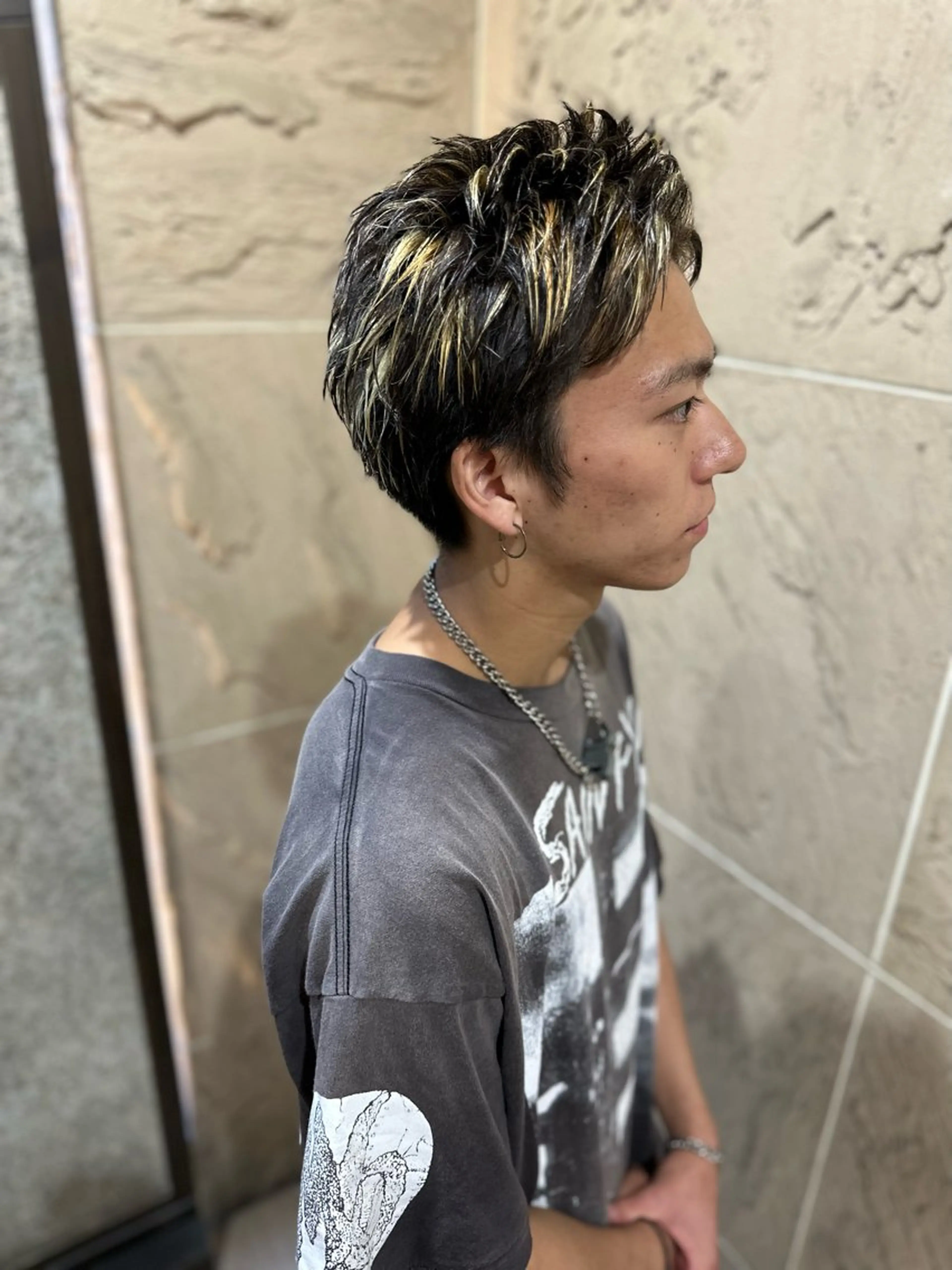 ショート カラー ハイライトカラー ハイライト 溜 一太のヘアスタイル